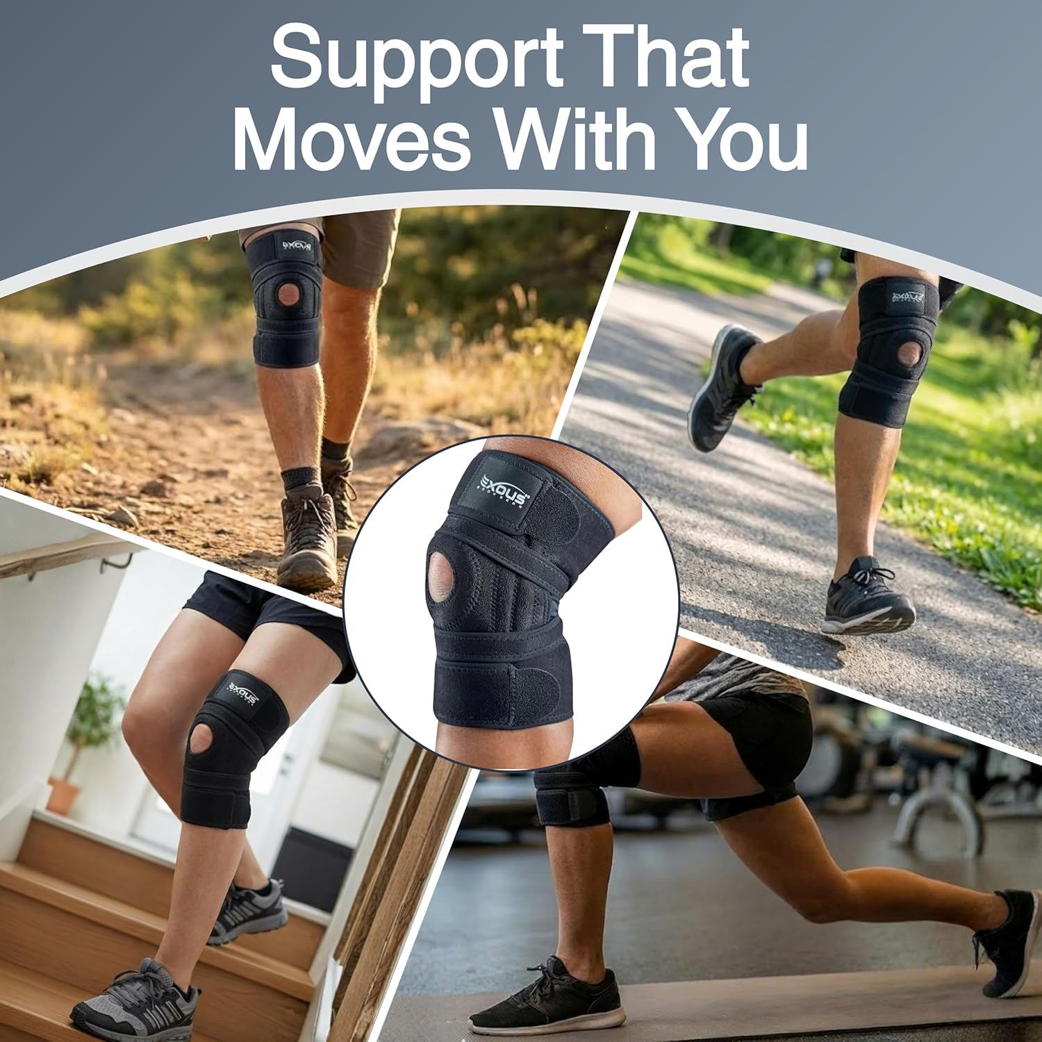 EXOUS Bodygear Knee Brace for Arthritis Pain, Adjustable Wraparound Support

