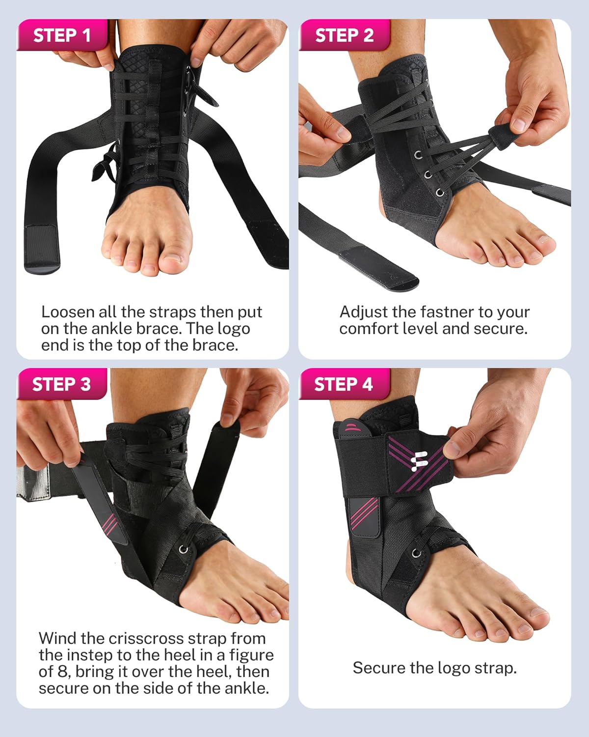 Fitomo 1.5mm Ultra-Thin Ankle Brace with Figure-8 Support, Breathable Adjustable

