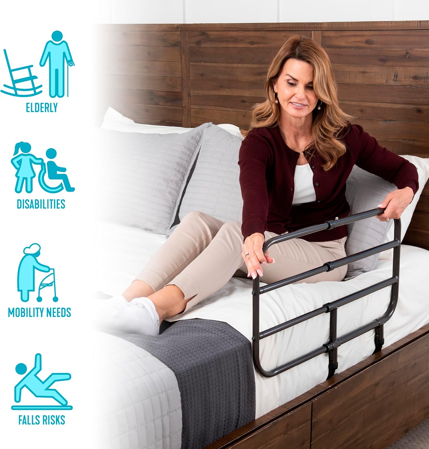 Able Life Extend-A-Rail Bed Safety Rail, Adjustable Bedside Grab Bar for Seniors

