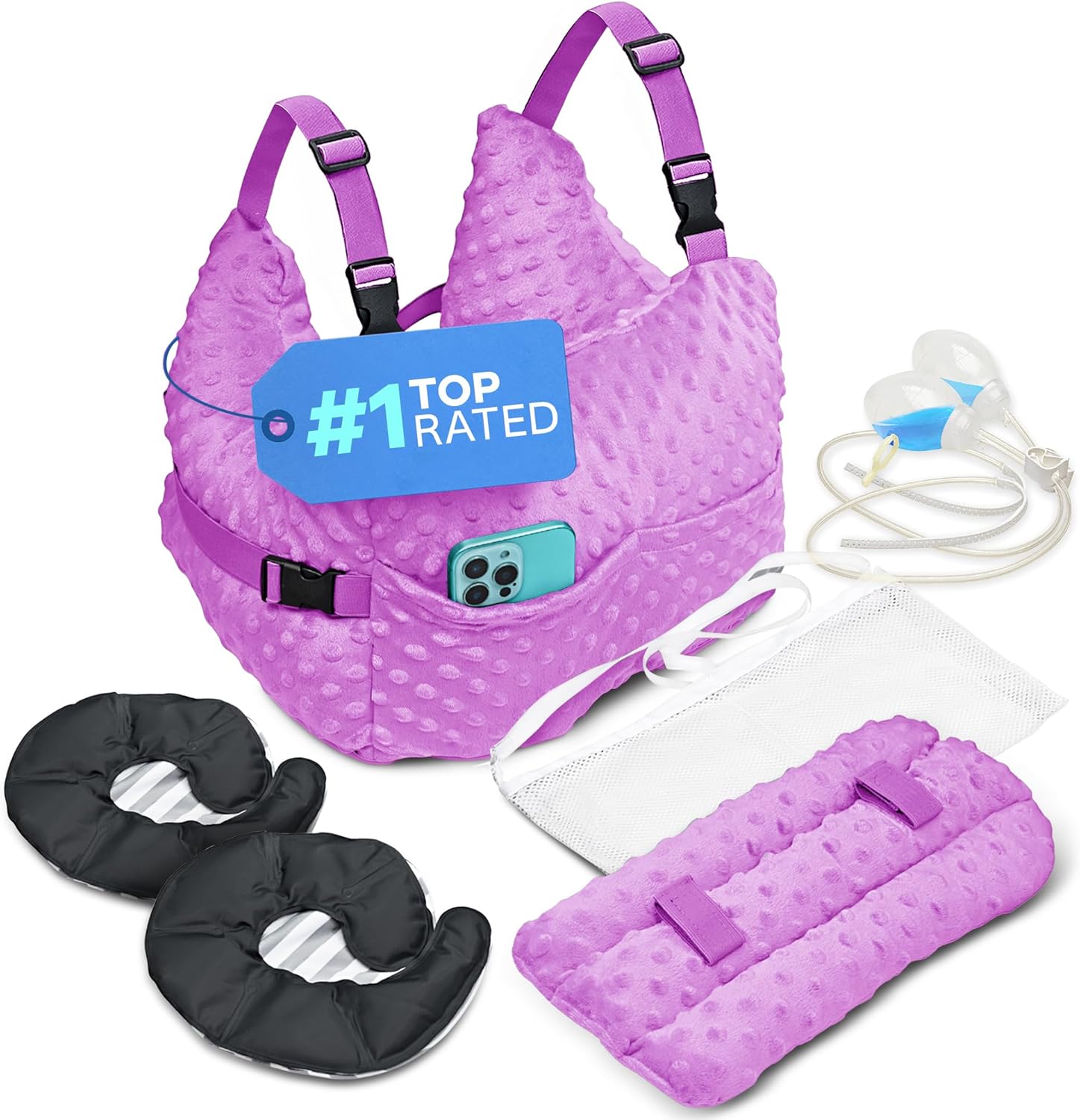 Zomaple Mastectomy Recovery Pillow with Strap, Seat Belt Cover and Gel Pack


