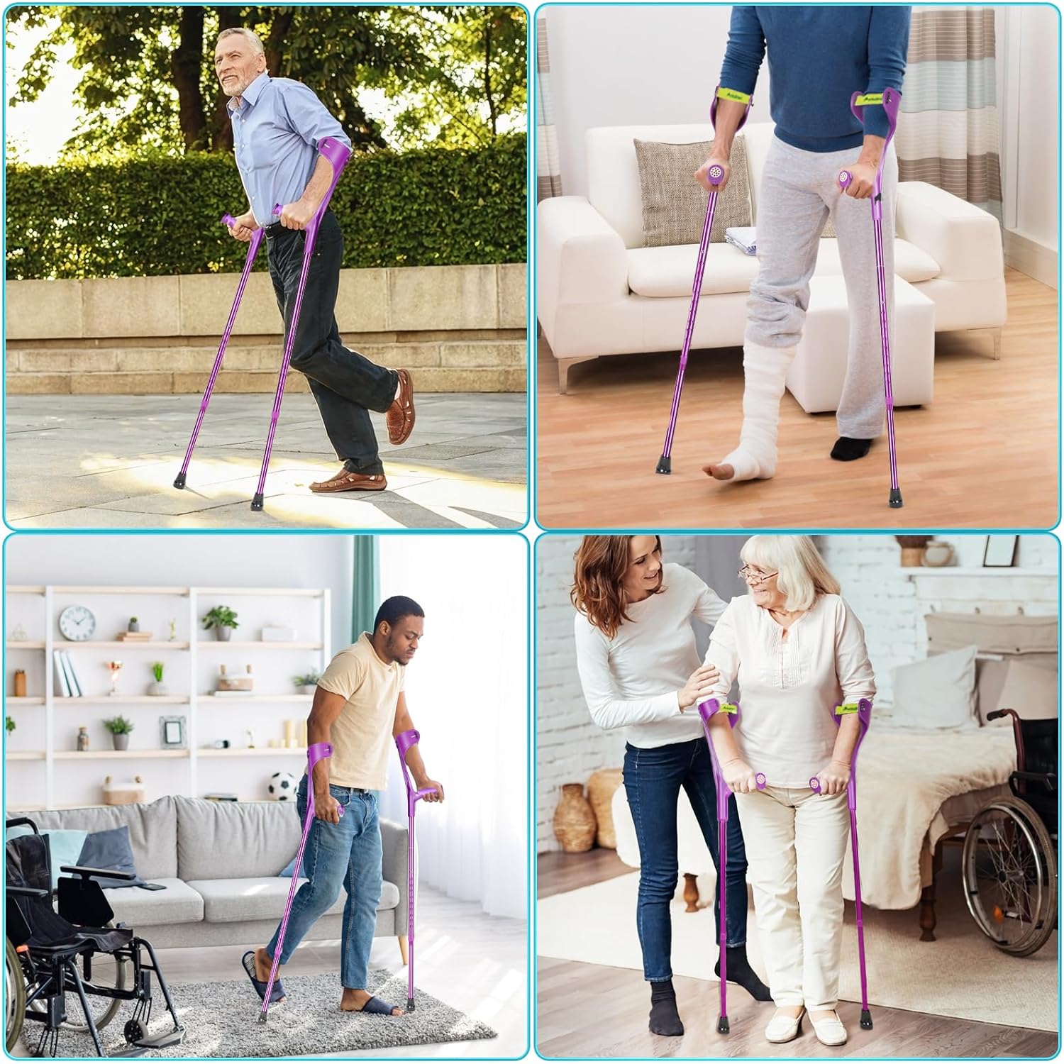 Forearm Crutches Pair Folding Forearm Crutches Anti-Drop Cuff Non-Slip Grip

