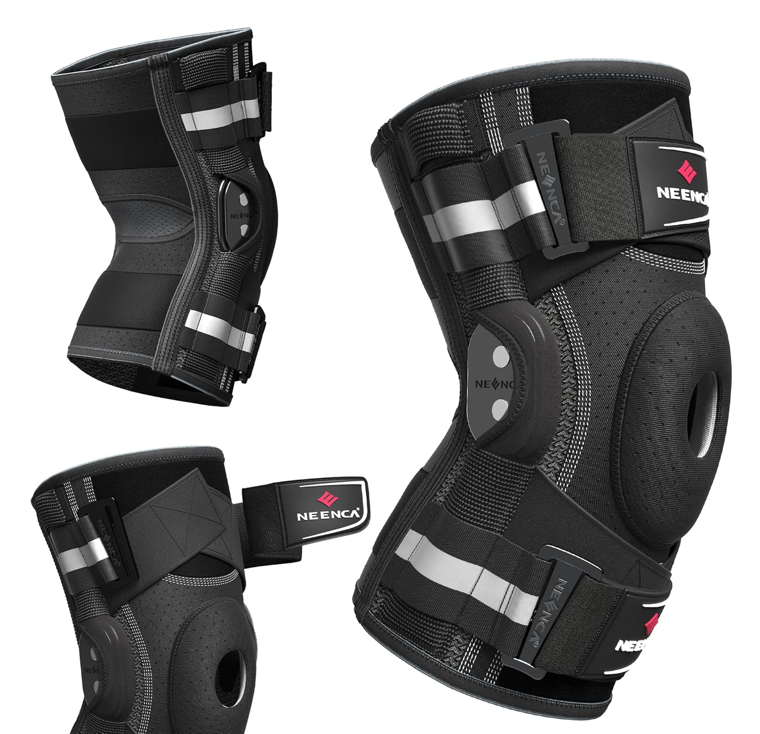 NEENCA Hinged Knee Brace with Patella Gel Pad and X-Strap Stability Support

