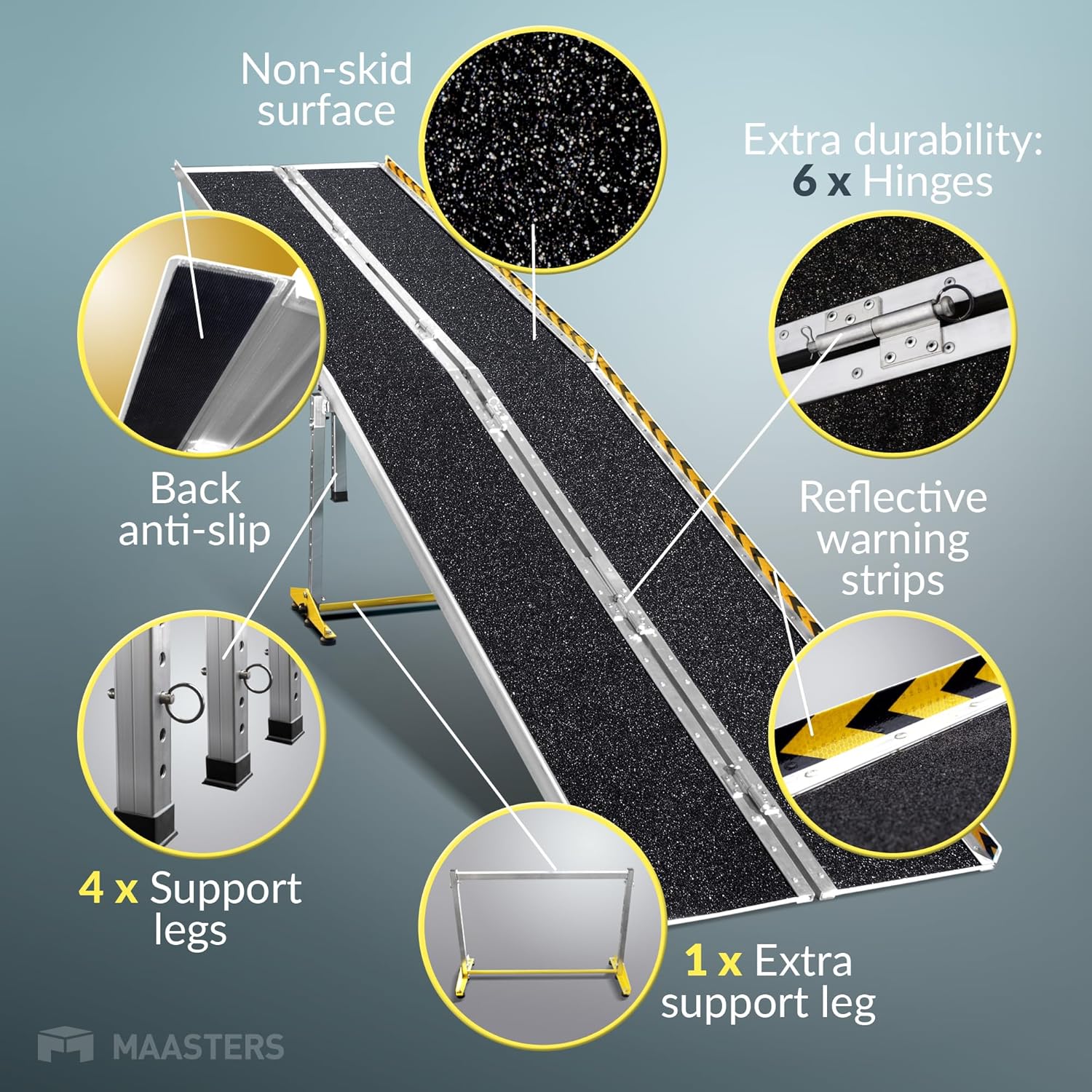 MAASTERS Portable Aluminum Wheelchair Ramp, 14 ft Folding Ramp, 600 lb Capacity

