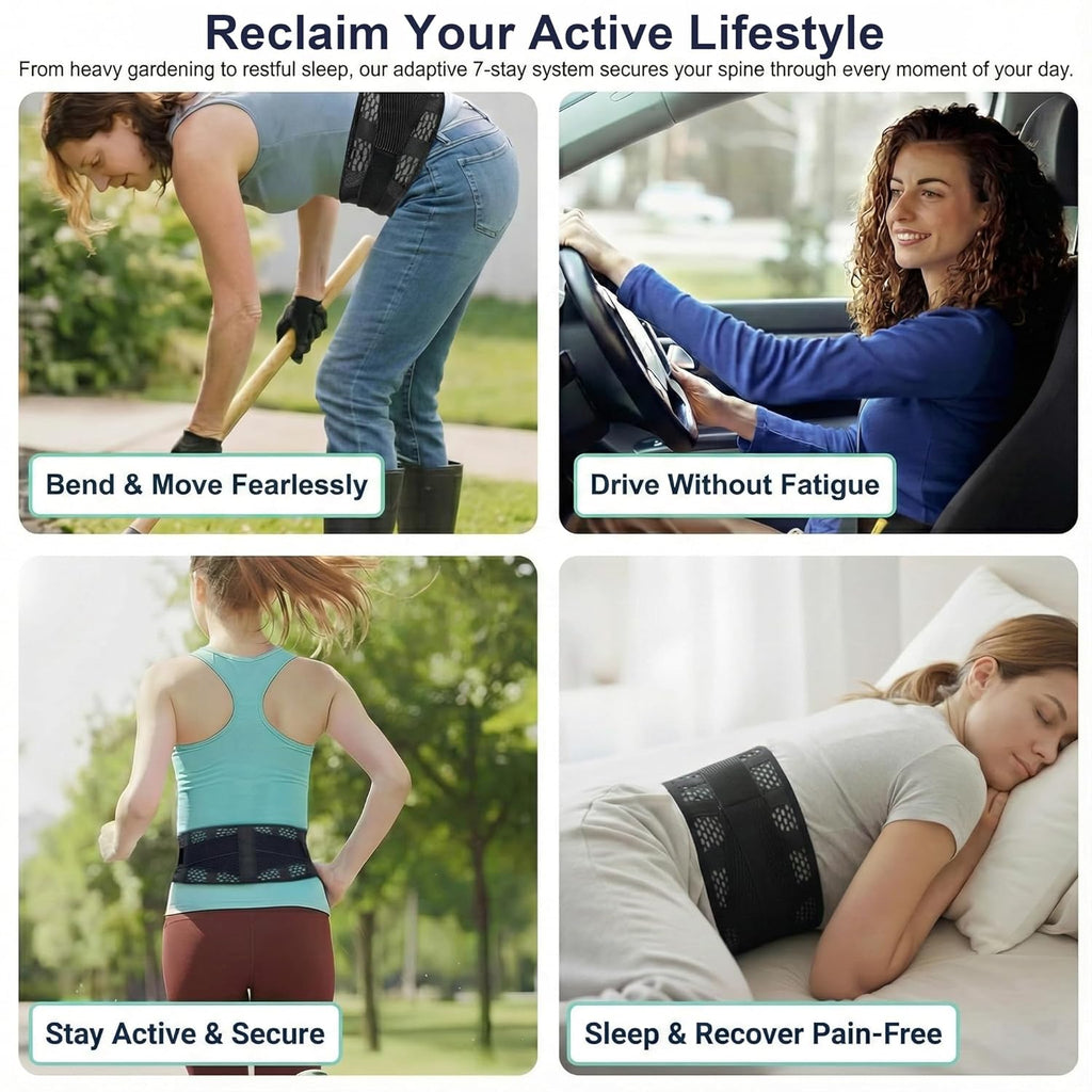 Adjustable Breathable Lumbar Support Back Brace for Women, Low-Profile Belt

