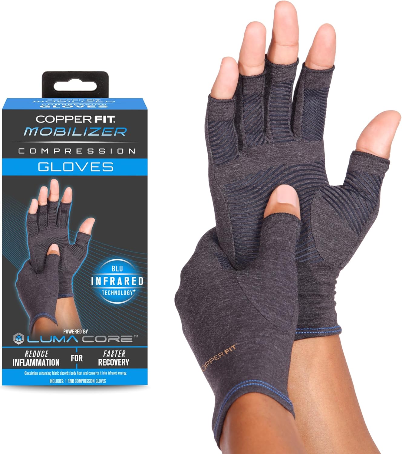 Copper Fit Mobilizer Hand Compression Gloves for Arthritis, Tendonitis & Joint Swelling

