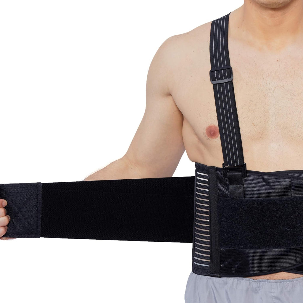 NeoTech Care Back Brace with Suspenders for Work, Lumbar Support Elastic Compression

