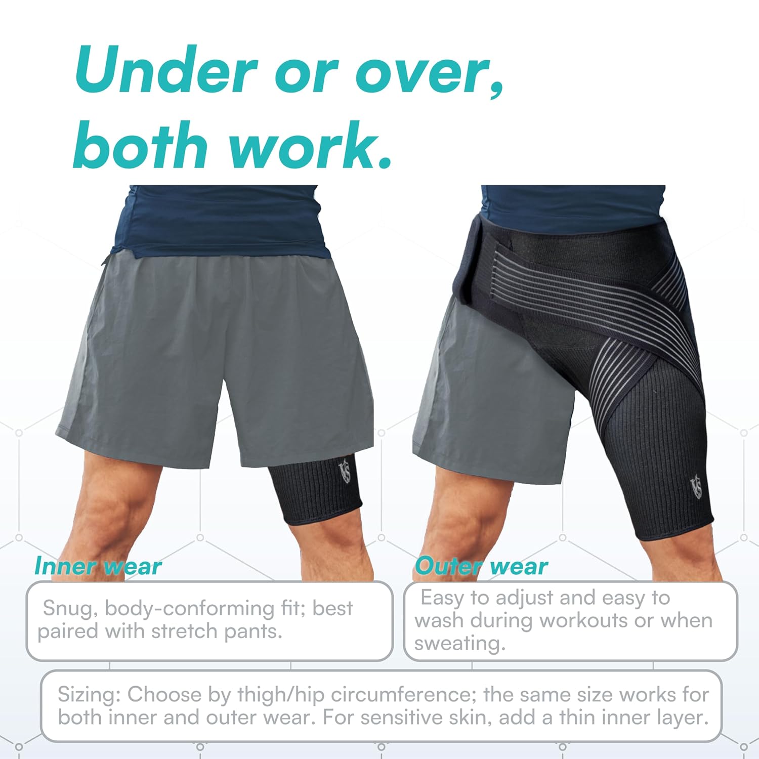 Vital Salveo Graphene Hip Brace for Women & Men, Hip & Thigh Compression Support

