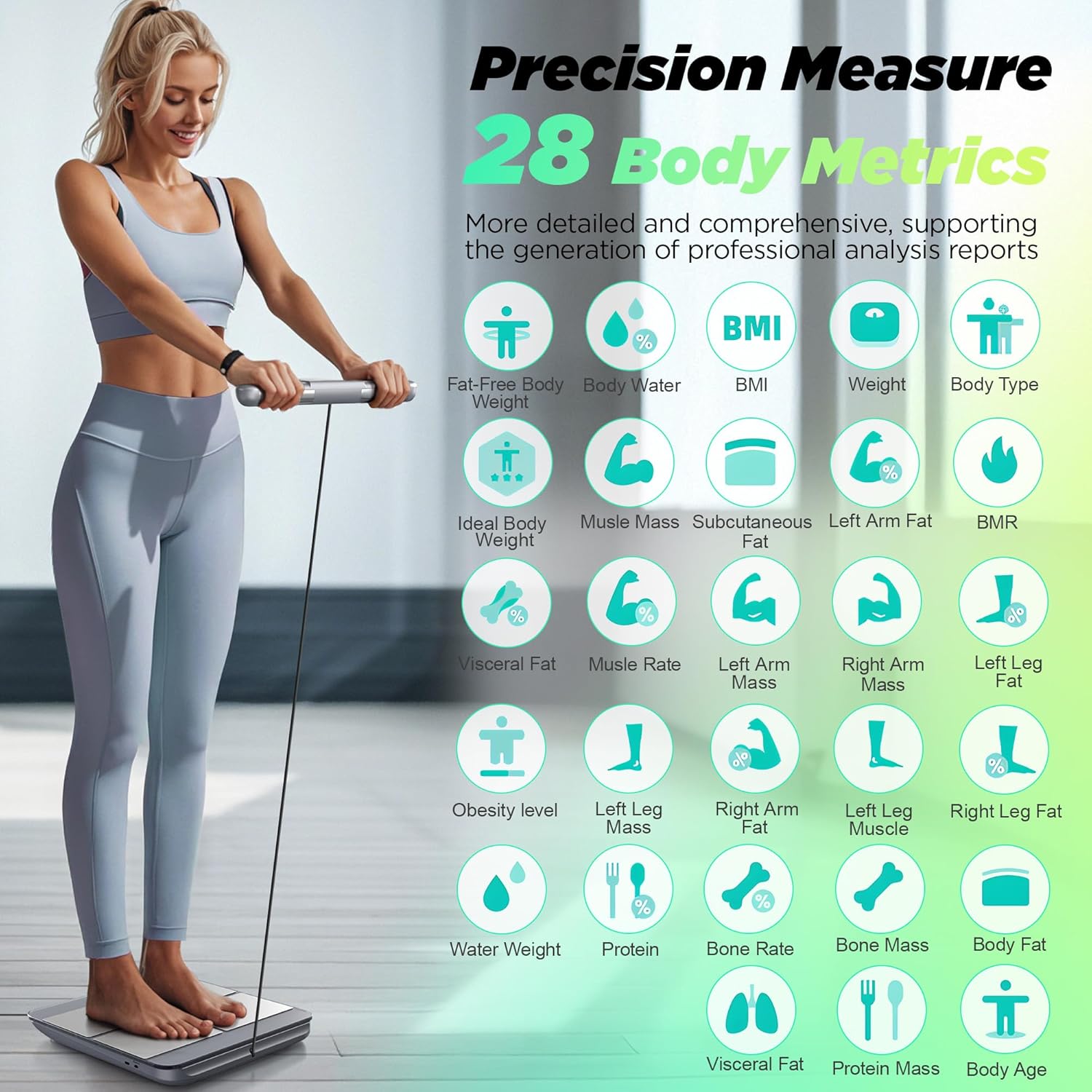 RunStar Smart Body Composition Scale with 8 Electrodes, BMI & Fat Measurement

