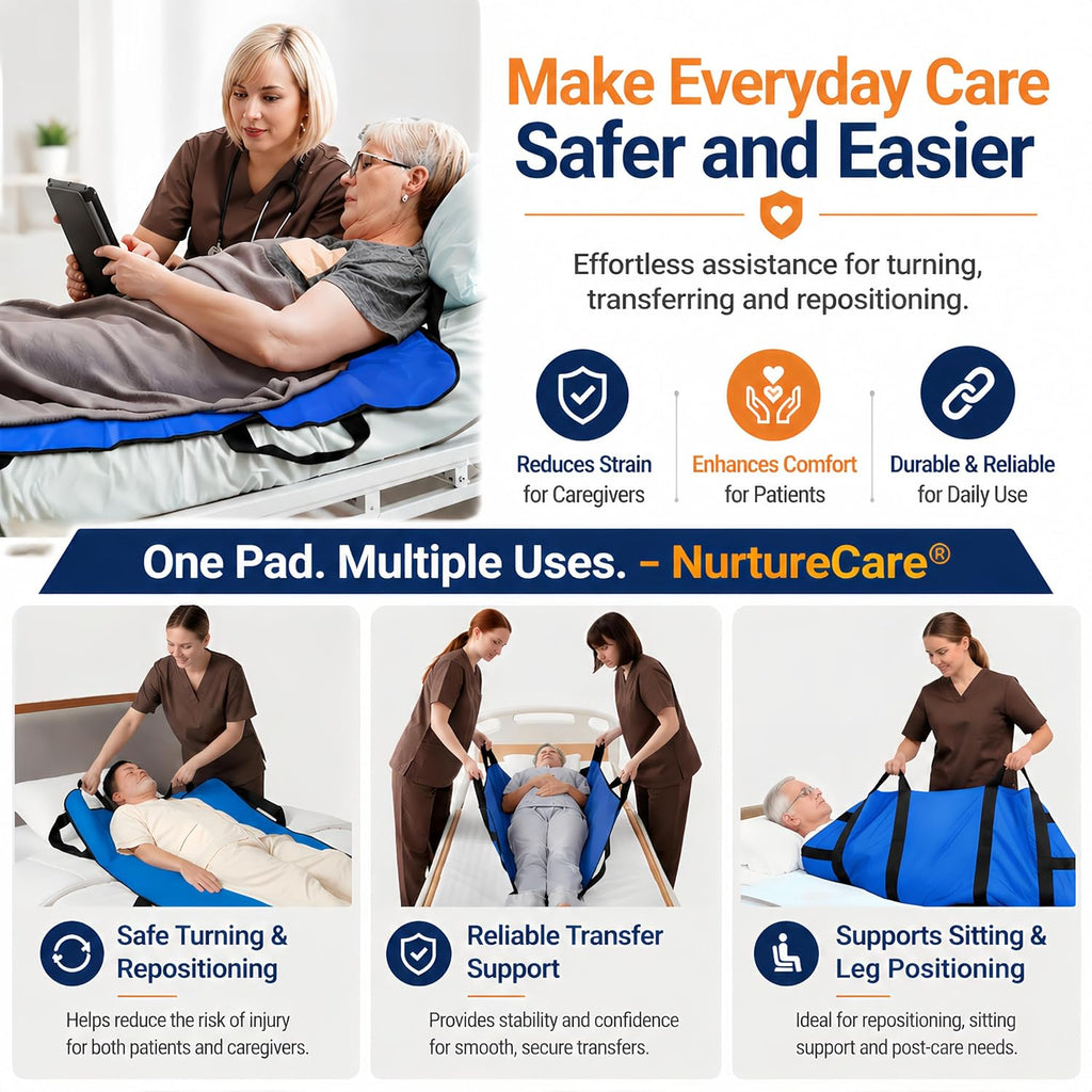 NurtureCare Positioning Bed Pad with Handles, Waterproof Transfer Sheet

