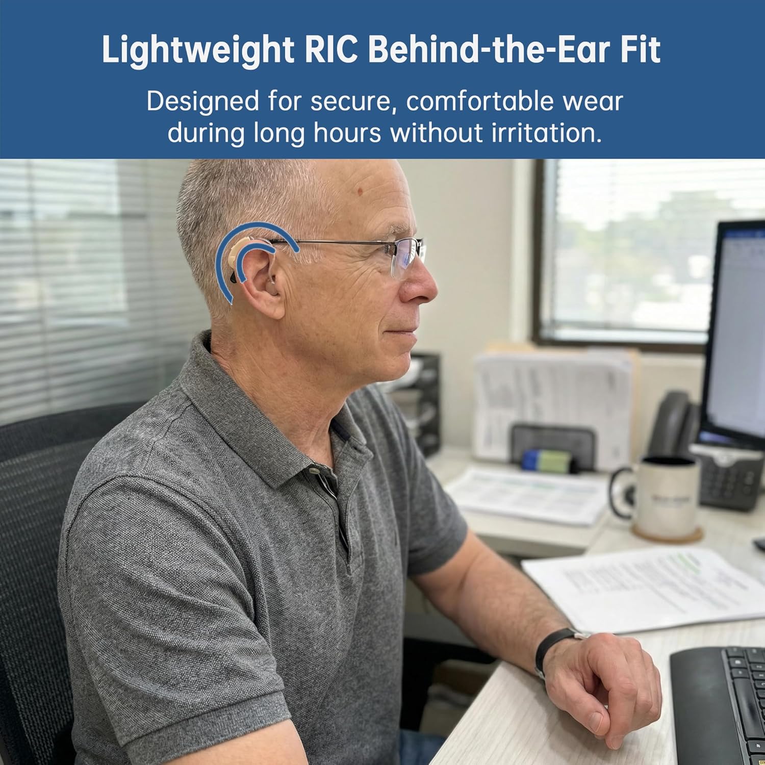 OTC Rechargeable Hearing Aids for Seniors, App Control AI Noise Reduction RIC

