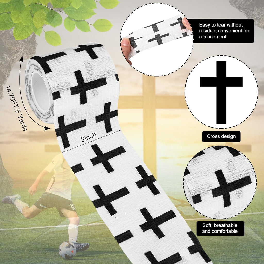 Geiserailie 12 Pack Christian Athletic Tapes 2 Inch Self Adhesive Sports Wraps 5 Yards

