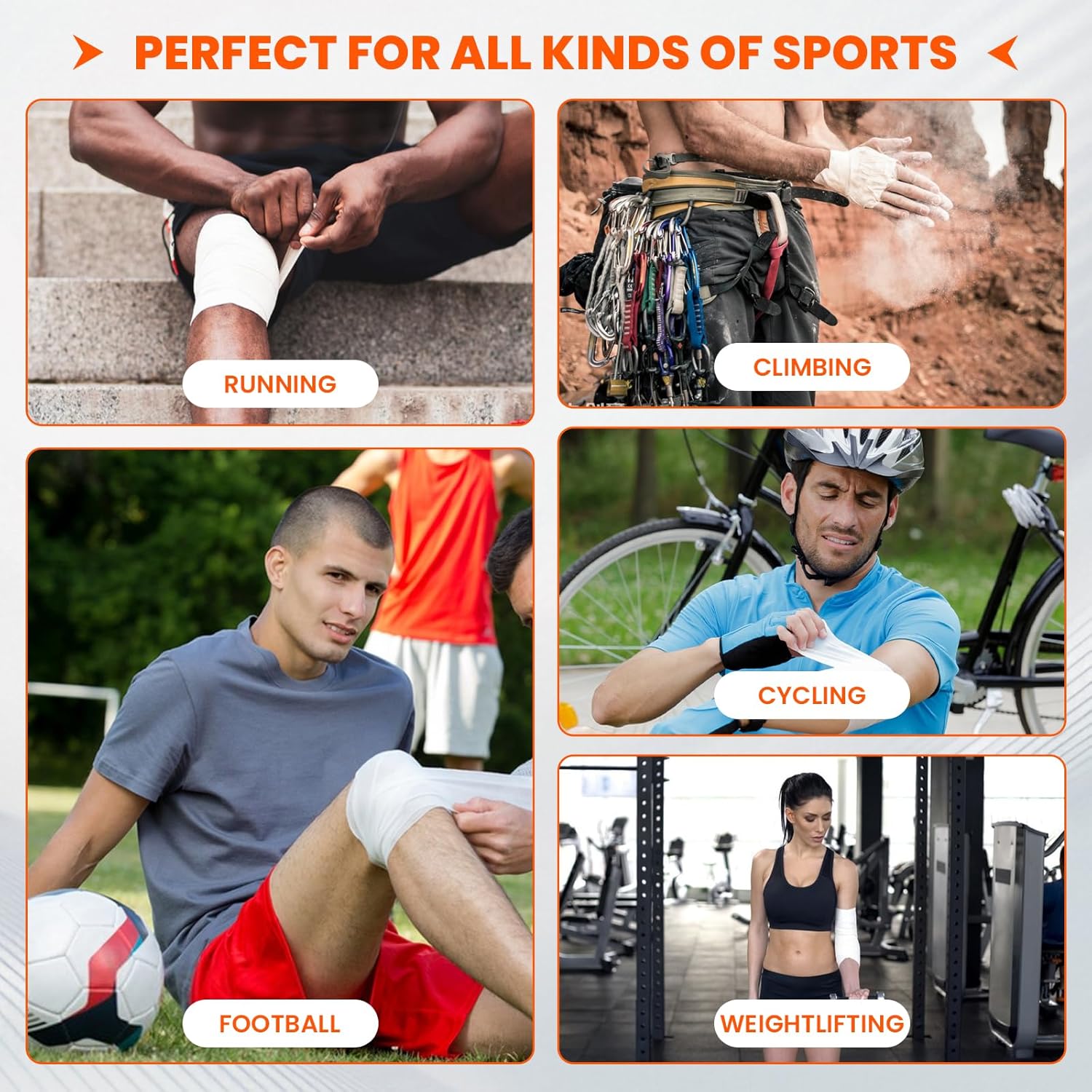 Athletic Sports Tape, White Cotton Non-Elastic Wrist and Ankle Support

