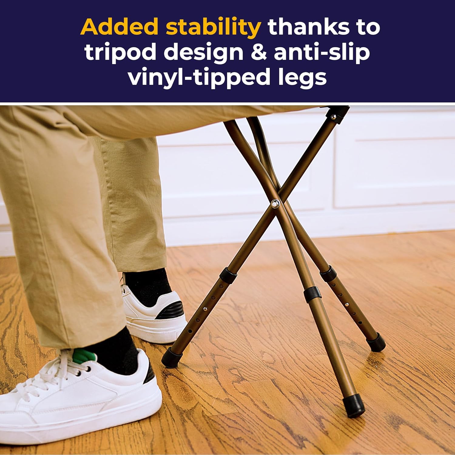 Drive Medical RTL10365 Adjustable Lightweight Folding Cane with Seat

