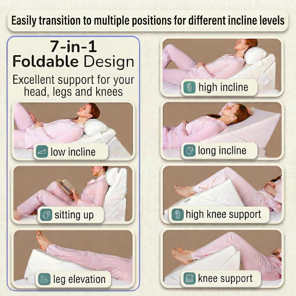 Flexicomfort Wedge Pillow Set for After Surgery, Adjustable Head Support Memory Foam

