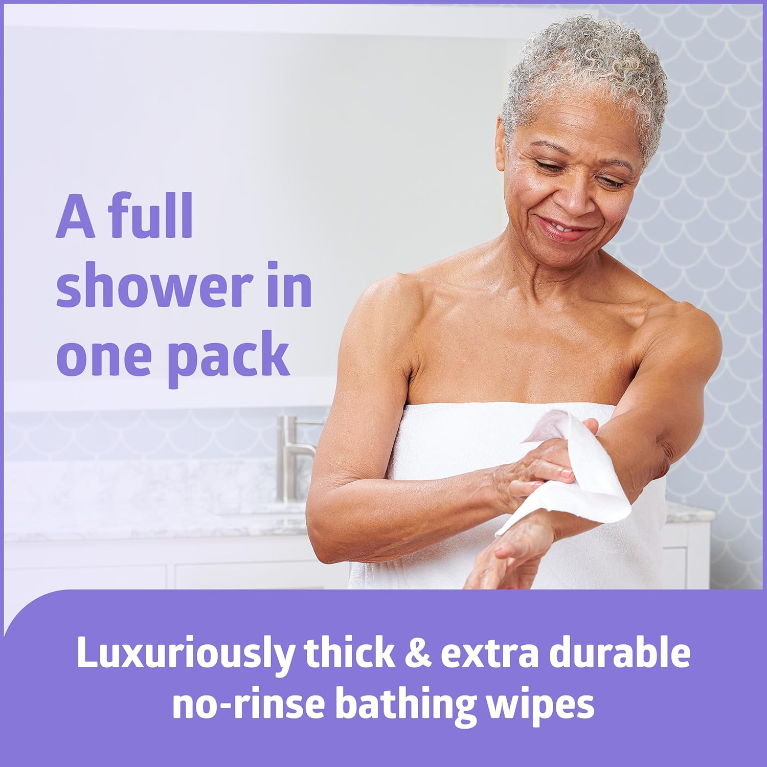 Medline ReadyBath LUXE Extra Thick Adult Bath Wipes, Unscented Aloe No-Rinse

