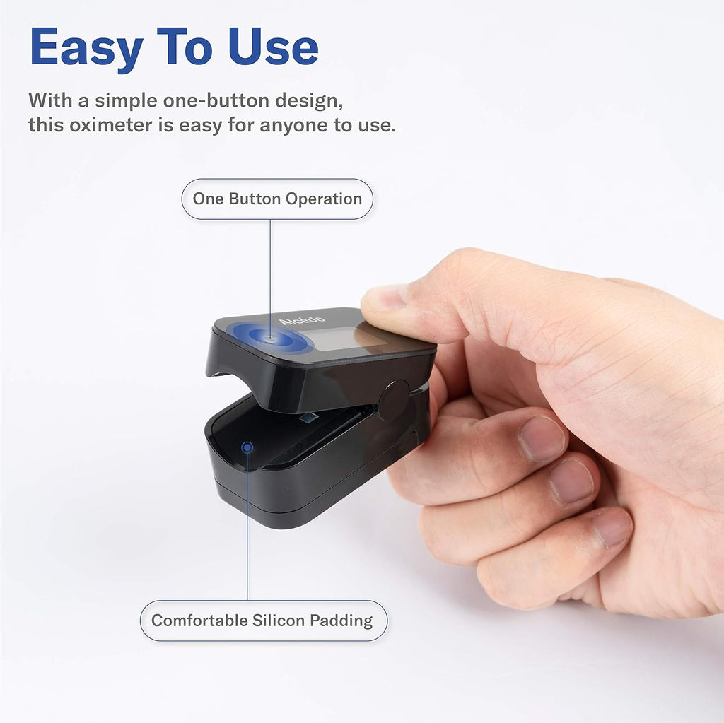 Alcedo Fingertip Pulse Oximeter, SpO2 and Heart Rate, Dual Color OLED Display

