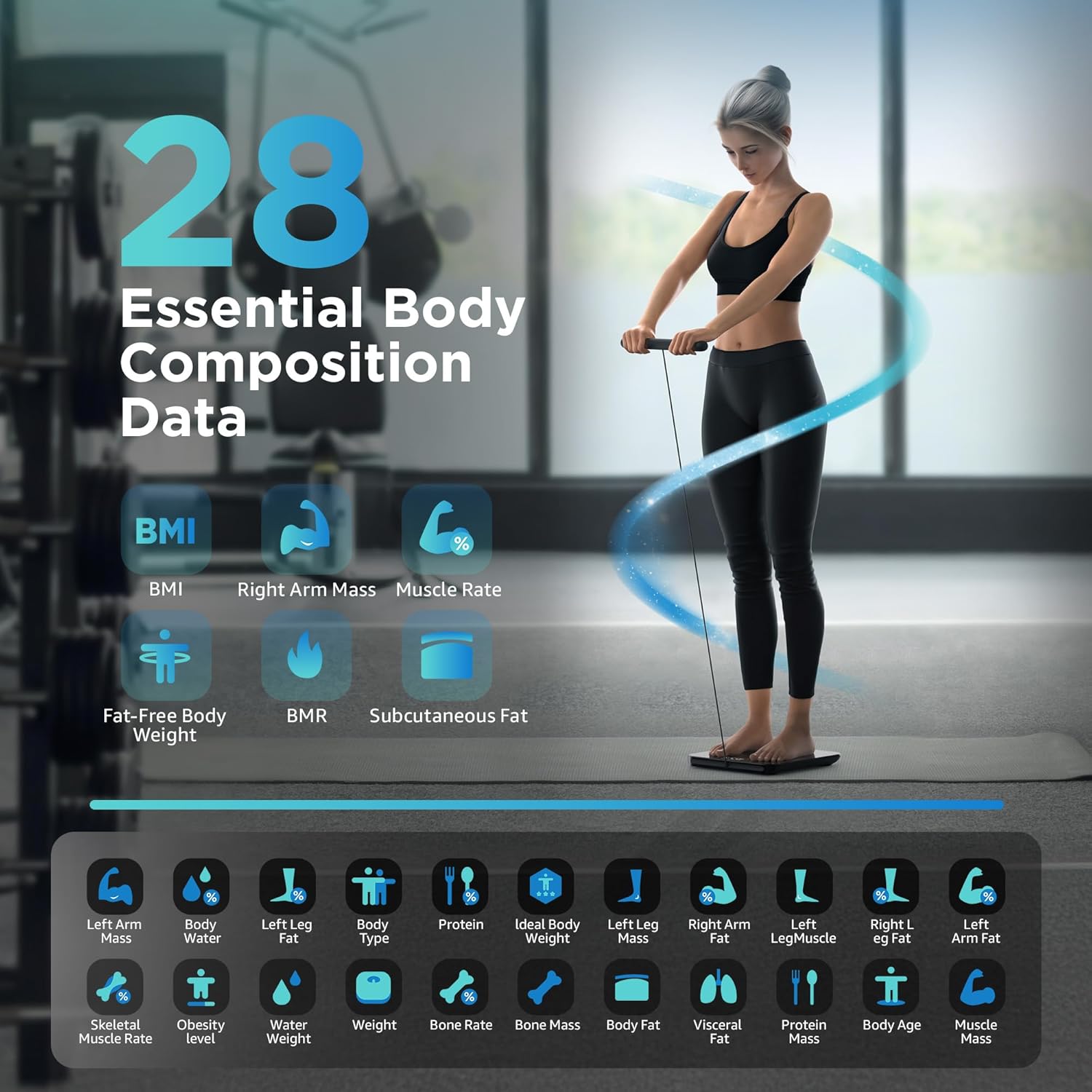 Posture Digital Bathroom Scale with 8-Electrode Body Fat, BMI and Bluetooth Sync


