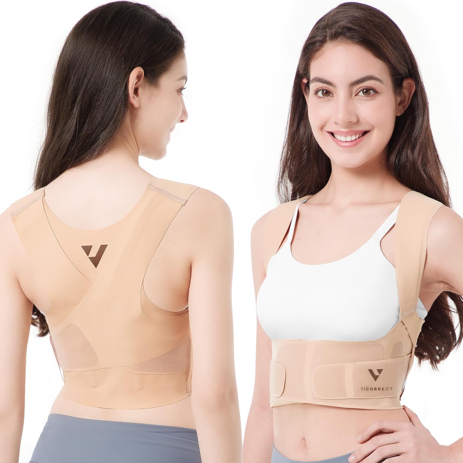 Vicorrect Adjustable Posture Corrector for Women, Upper Back Shoulder Neck Support


