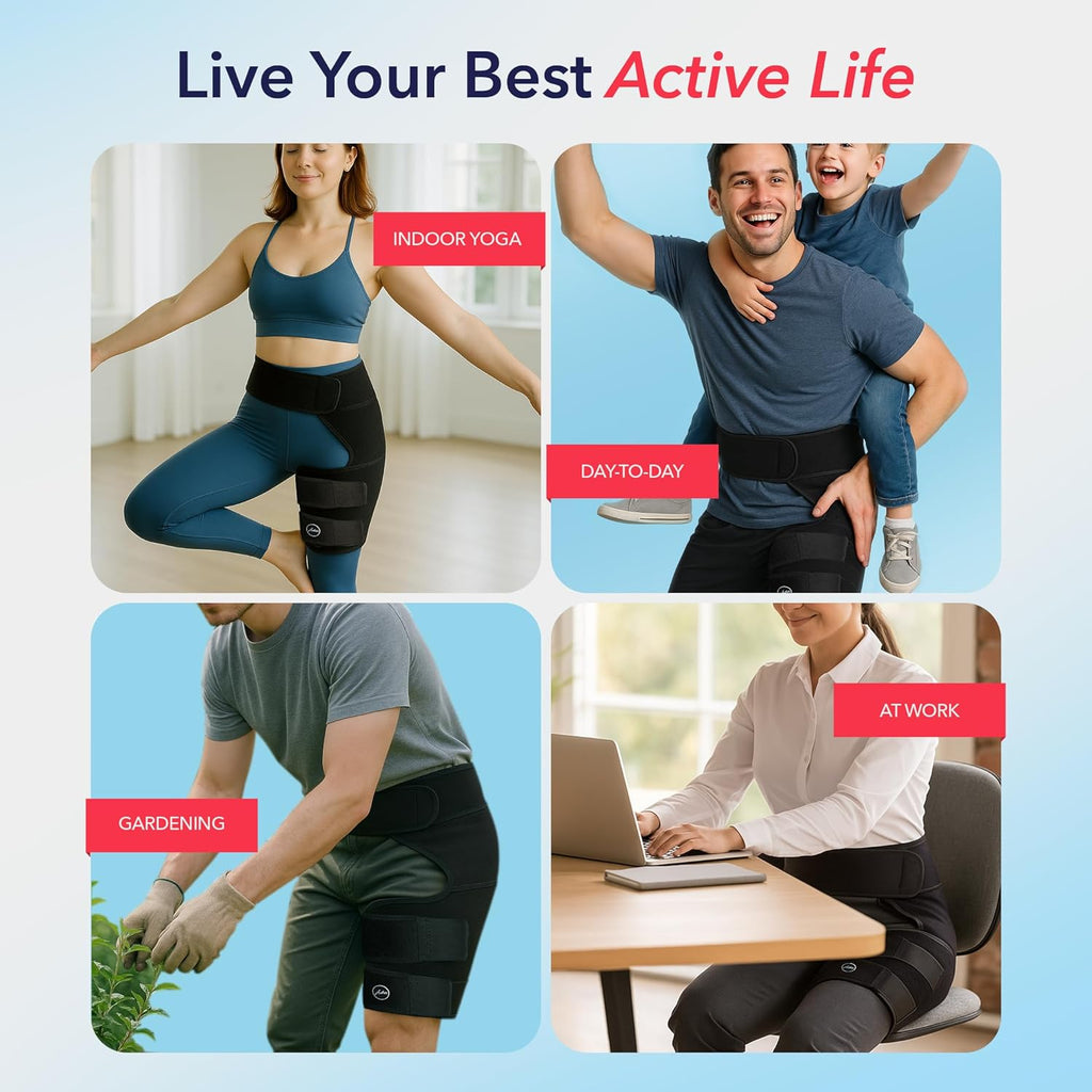 Doctor-Developed Hip Support Compression Wrap for Groin, Sciatica, Hamstring Relief

