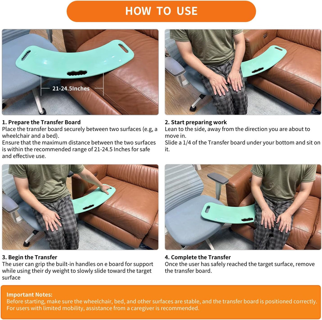 Wheelchair Transfer Board with Slide Sheet for Patient Transfers to Car Toilet Tub

