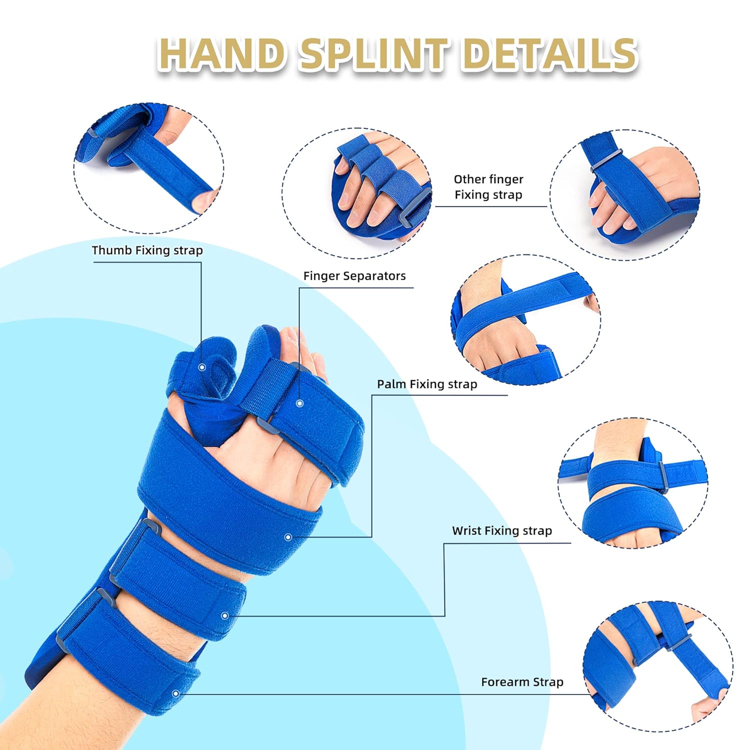 Fanwer Resting Hand Splint for Stroke Recovery, Carpal Tunnel, Arthritis, Tendonitis

