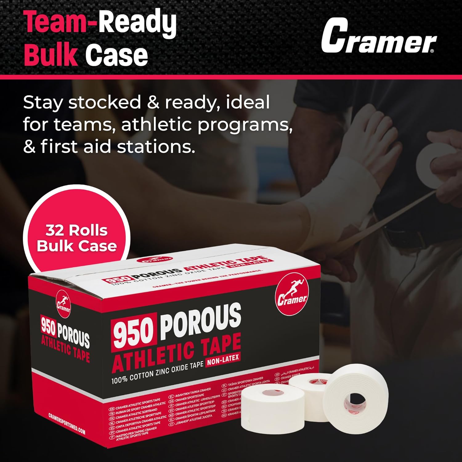 Cramer 950 Premium Athletic Tape, Breathable Cotton, Latex-Free Adhesive, 1.5in x 15yd

