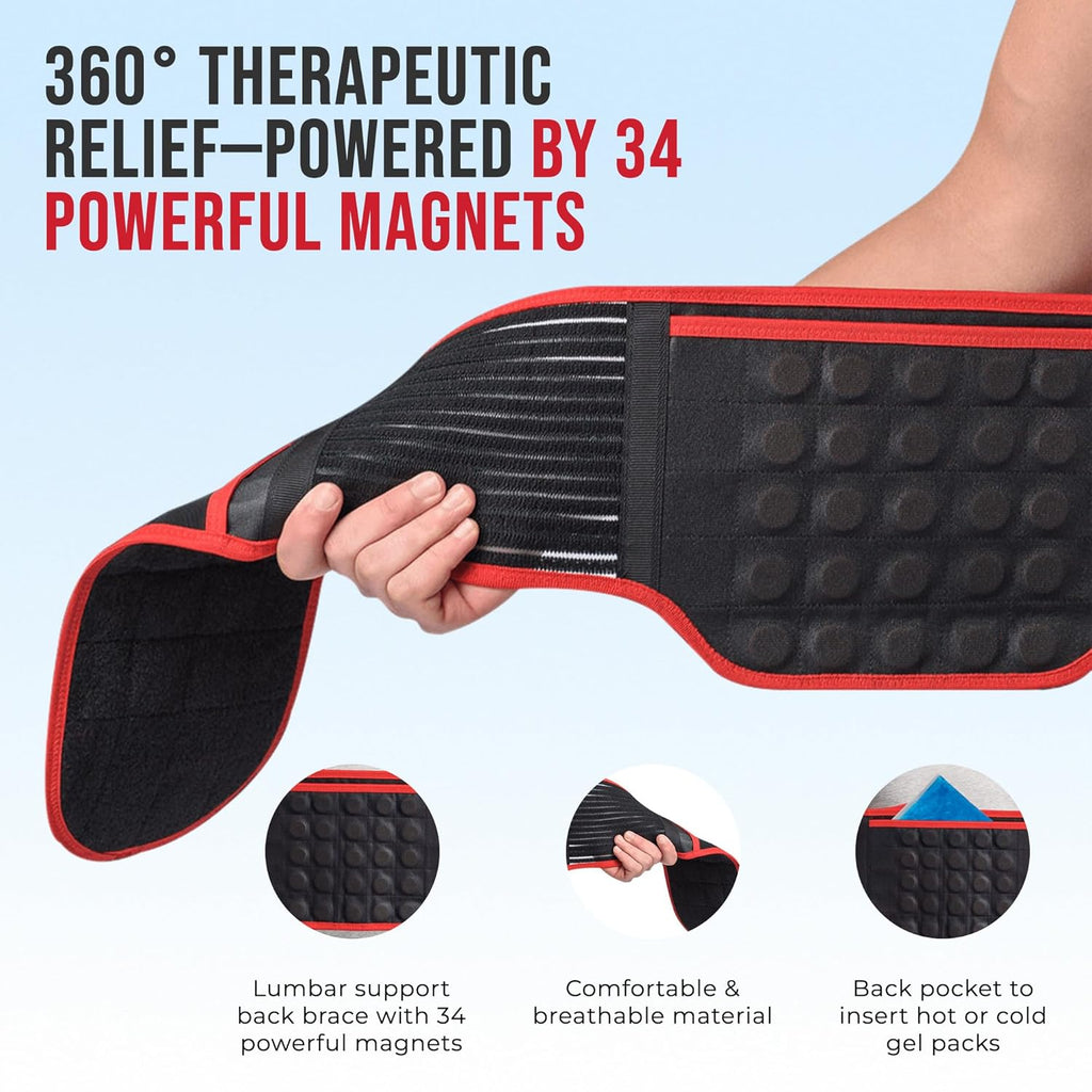 MAXAR Bio-Magnetic Lumbar Back Brace with Magnets and Far Infrared for Lower Back

