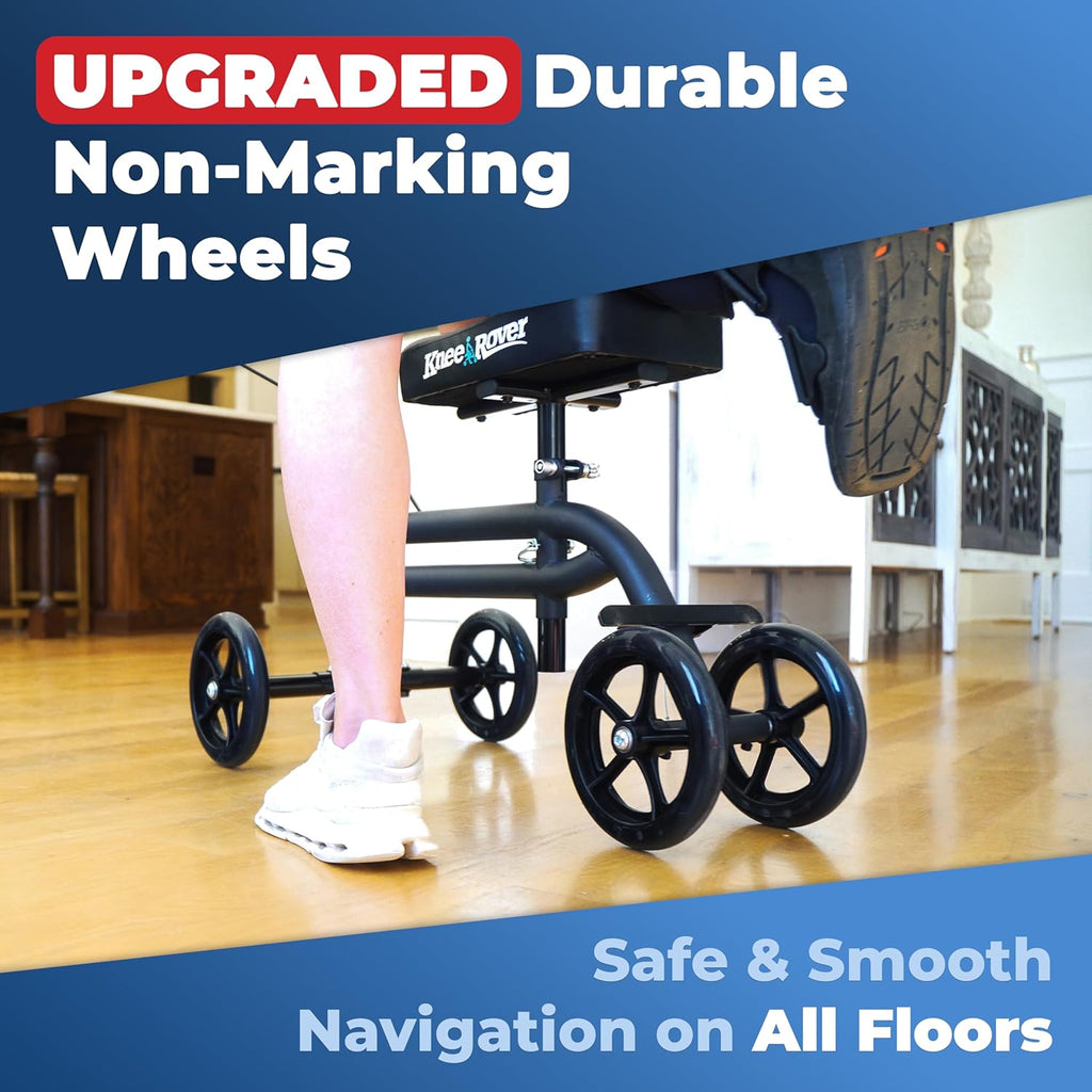 KneeRover Economy Steerable Knee Scooter, Foldable Knee Walker with Adjustable Handlebar

