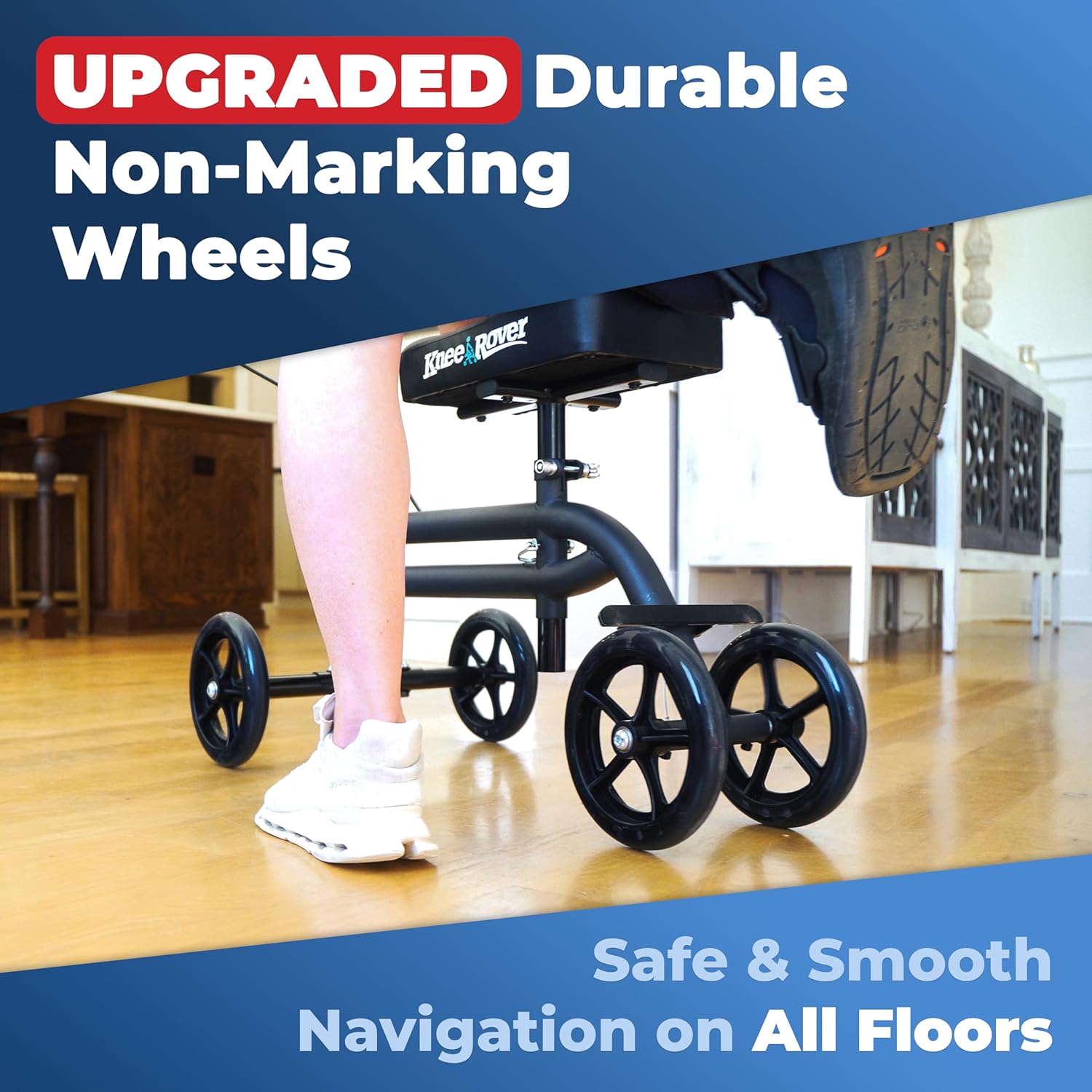 KneeRover Economy Steerable Knee Scooter, Foldable Knee Walker with Adjustable Handlebar

