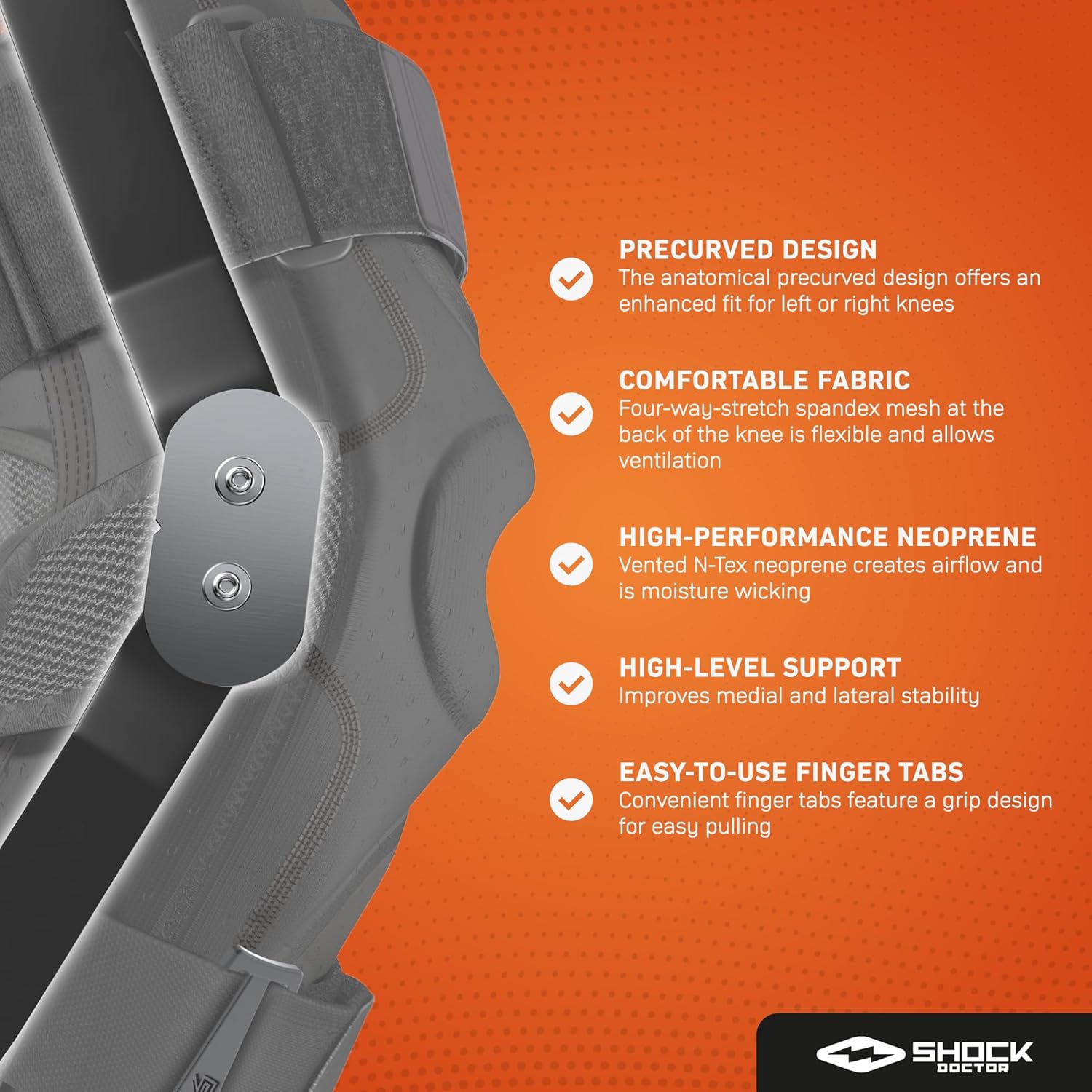 Shock Doctor Hinged Knee Brace with Compression Sleeve and Dual Side Stabilizers

