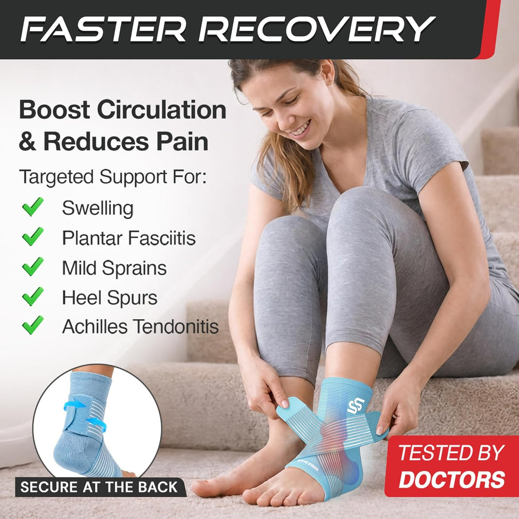 Sleeve Stars Ankle Brace Compression Sleeve with Removable Strap for Sprains


