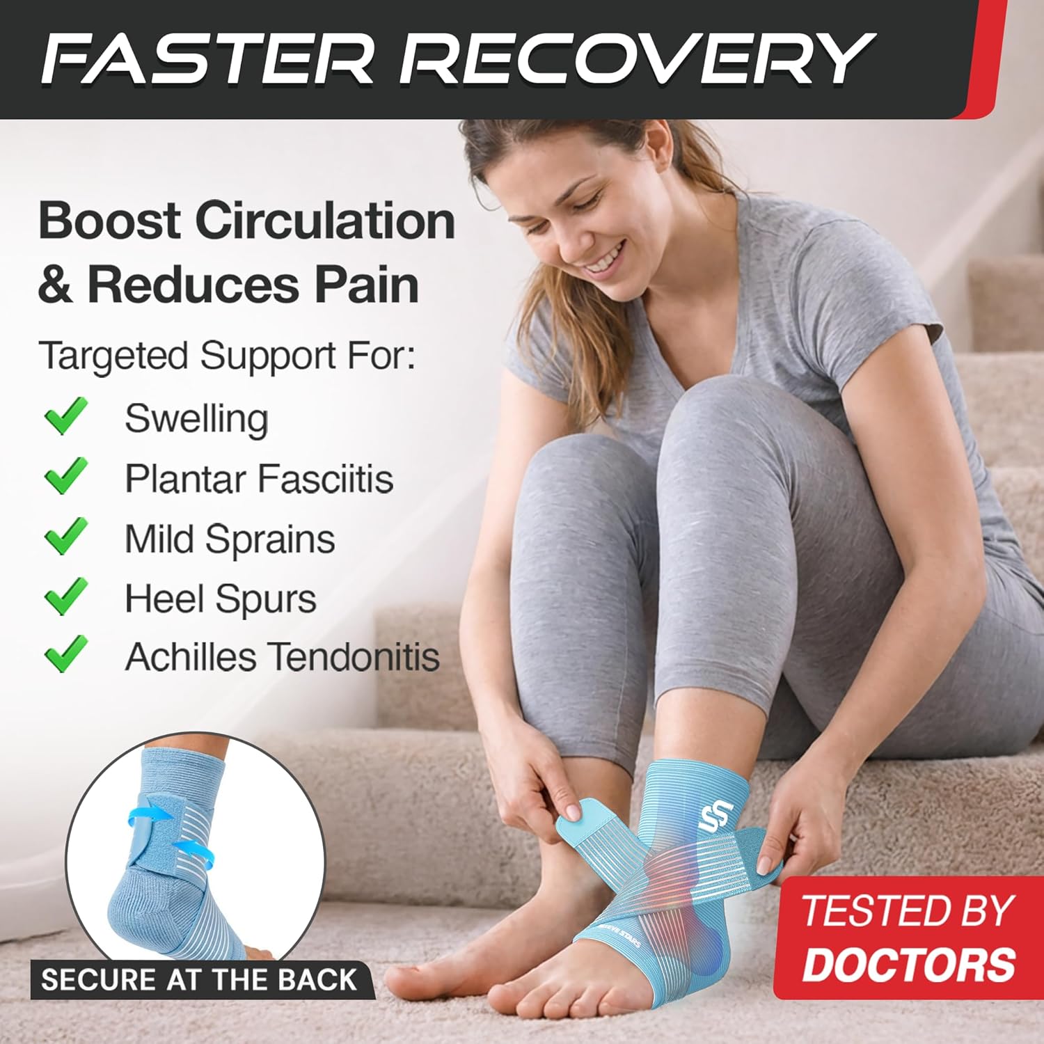 Sleeve Stars Ankle Brace Compression Sleeve with Removable Strap for Sprains

