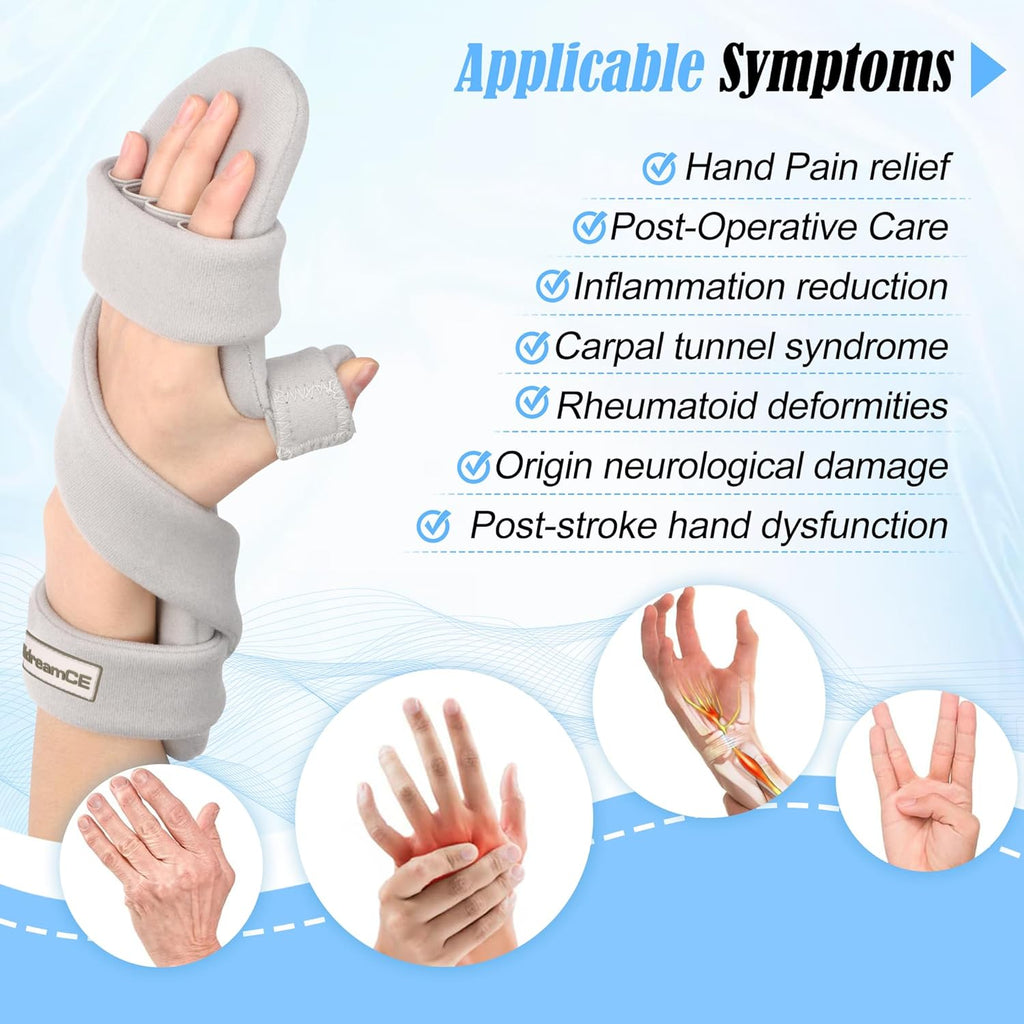 Resting Hand Splint Night Wrist Brace with Finger Separators for Carpal Tunnel & Stroke


