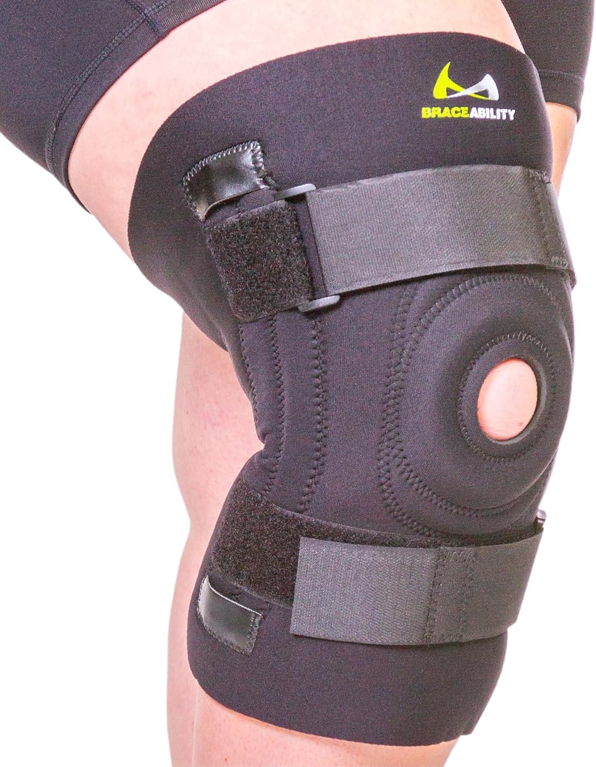 BraceAbility Bariatric Knee Brace with Side Stabilizers for Arthritis and Patellar Tendonitis

