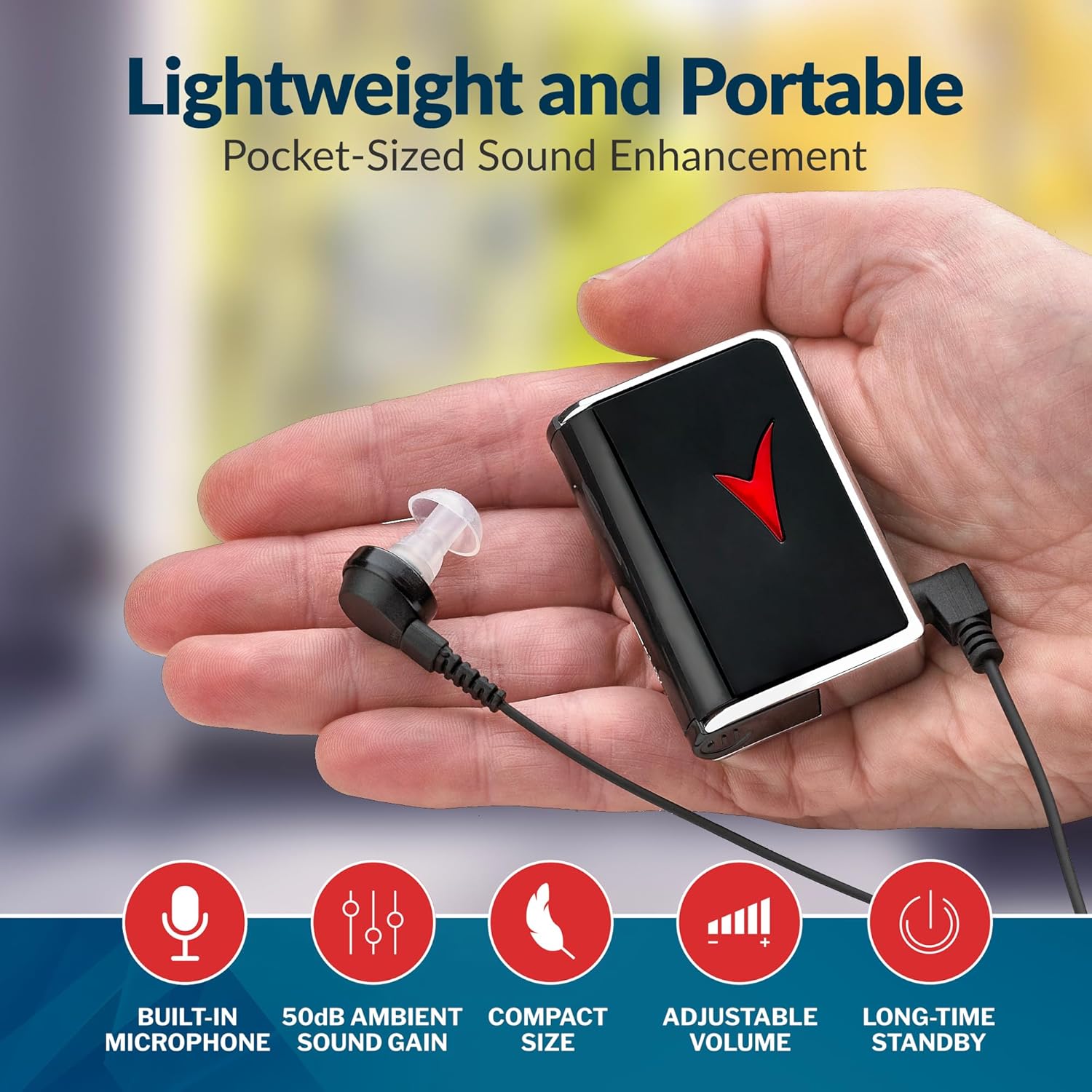 MEDca Personal Sound Amplifier Voice Enhancer, 50 dB Gain, up to 100 ft


