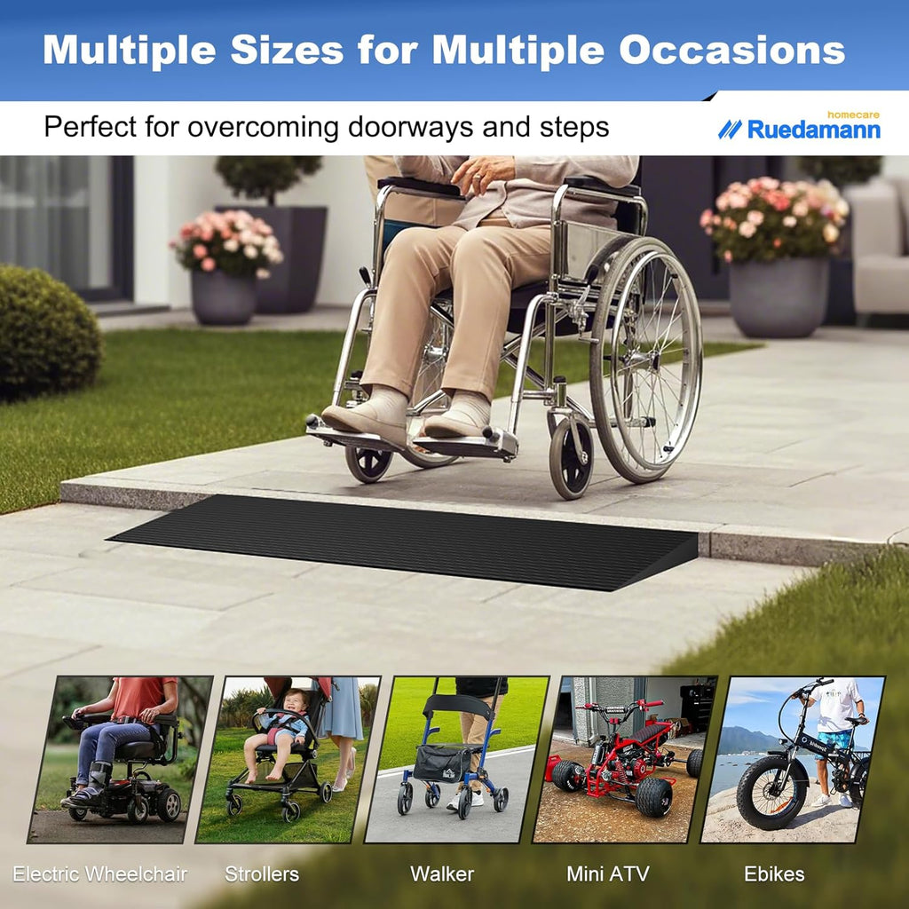 Ruedamann Rubber Threshold Ramp for Doorways, Non-Slip Wheelchair Access

