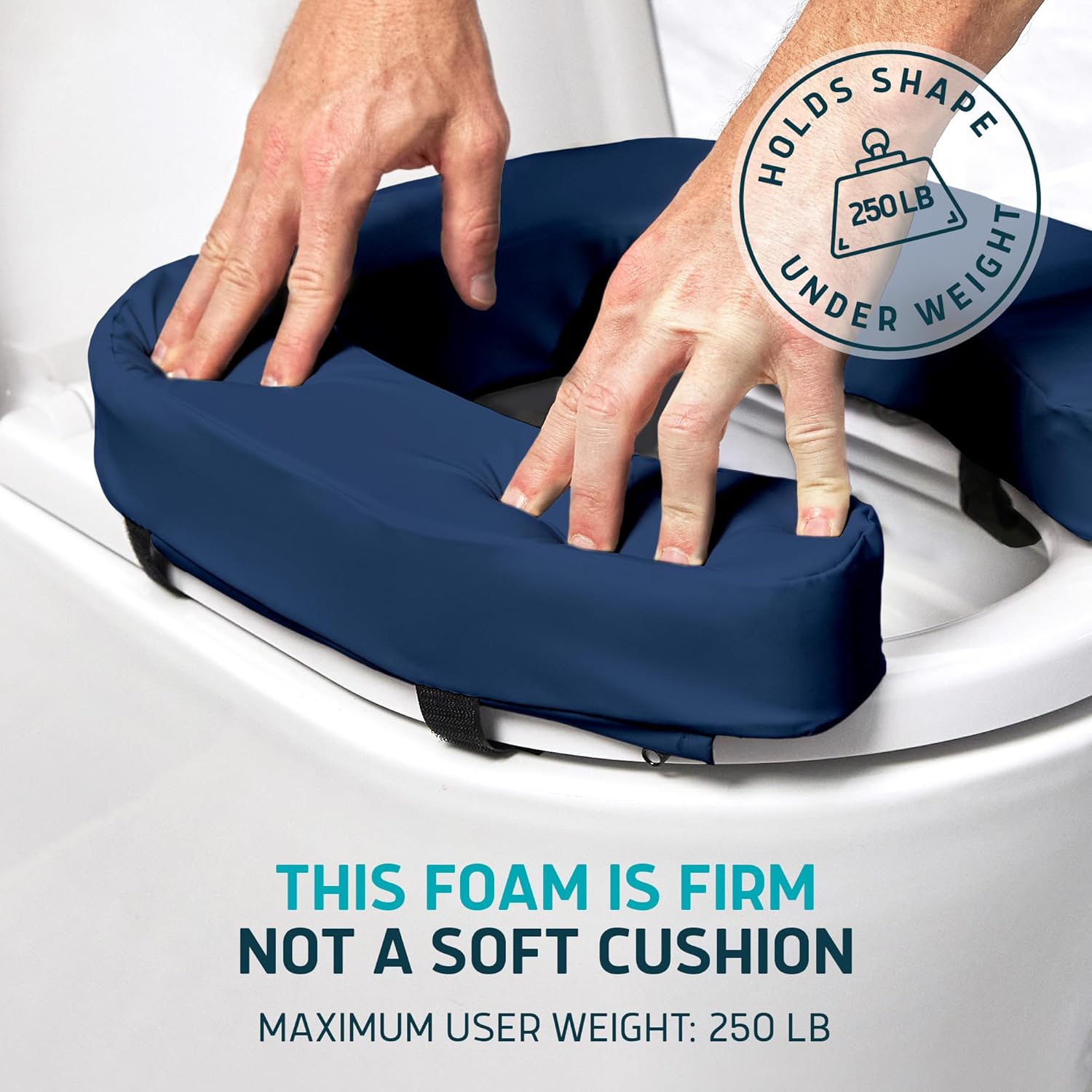 Lunderg Padded Toilet Seat Riser for Seniors, Firm High-Density Foam, Universal Fit

