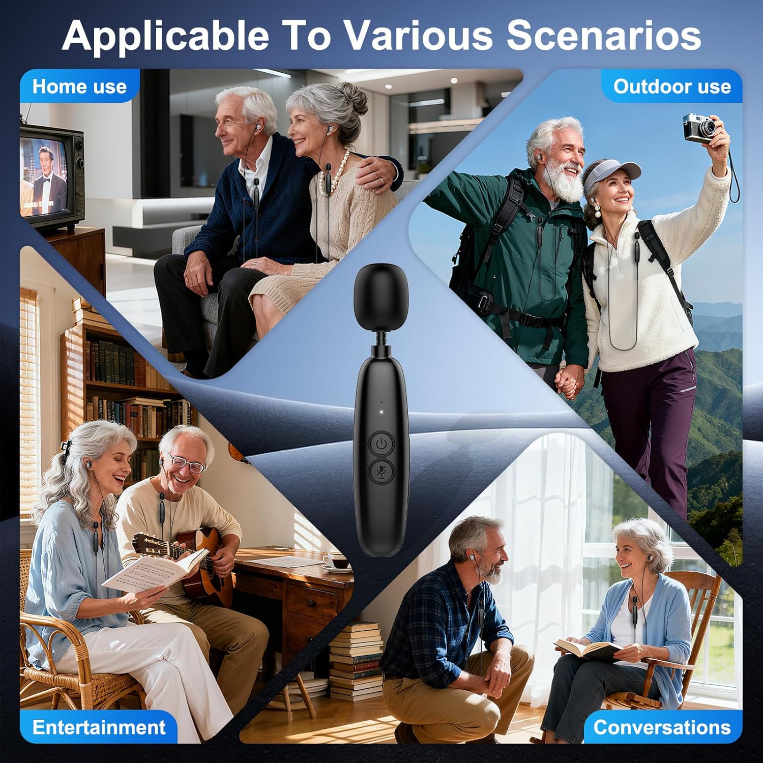 IceHeat Personal Sound Amplifier for Seniors, Rechargeable 50dB Gain, 7-Level Tone

