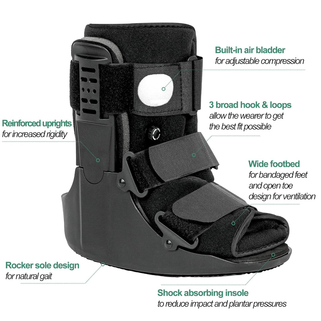 Jewlri Air Fracture Walking Boot with Rocker Sole, Ankle Support Brace

