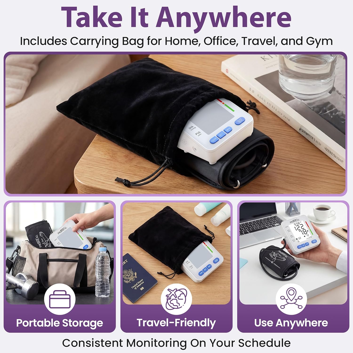 ProHeal Upper Arm Blood Pressure Monitor with Talking Audio, Backlit LCD, 240 Memory

