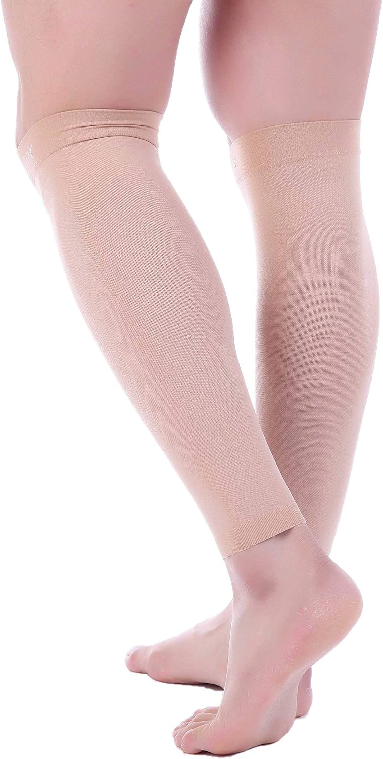 Doc Miller Compression Calf Sleeve, 15-20mmHg Graduated Support, Knee High, Pair

