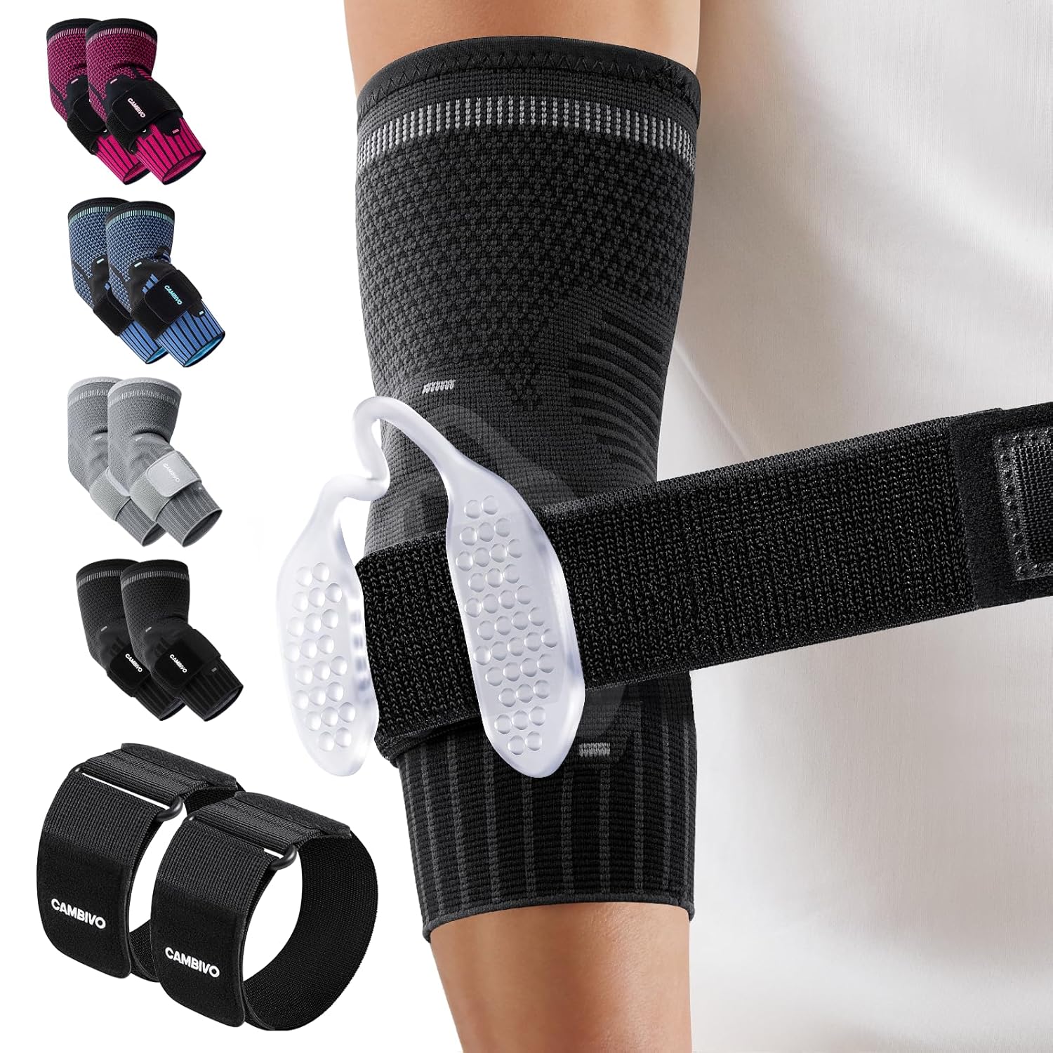 CAMBIVO Tennis Elbow Support Sleeve with Dual Gel Pads and Adjustable Strap

