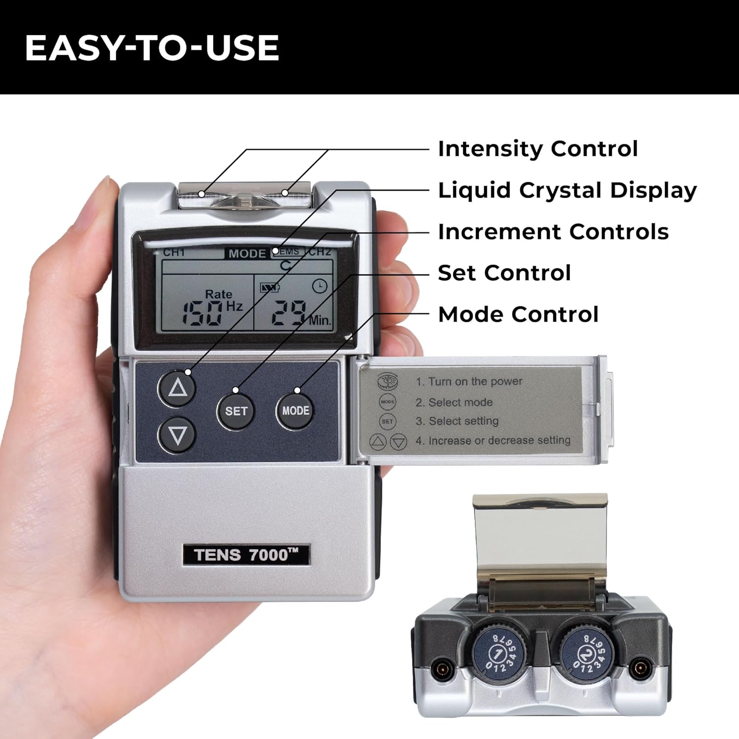 TENS 7000 Rechargeable TENS EMS Muscle Stimulator for Back Pain Relief

