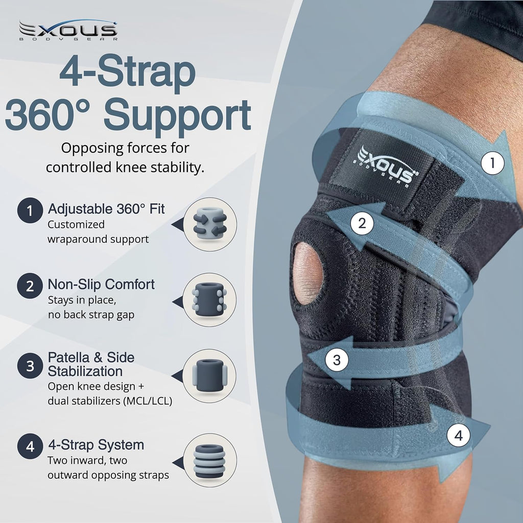 EXOUS Bodygear Knee Brace for Arthritis Pain, Adjustable Wraparound Support

