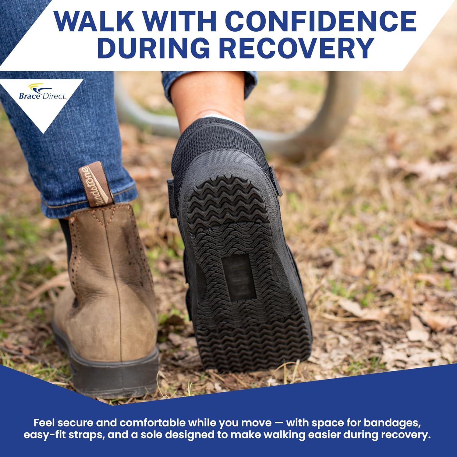 Brace Direct Square Toe Deluxe Post-Op Shoe for Orthopedic Recovery and Fractures

