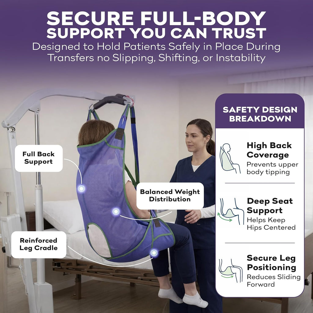 ProHeal Universal Mesh Full Body Patient Lift Sling with Commode Opening, Polyester

