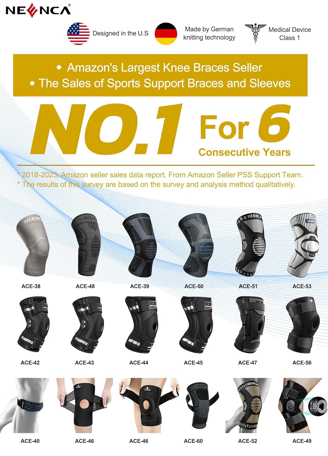 NEENCA Hinged Knee Brace with Patella Gel Pad and X-Strap Stability Support

