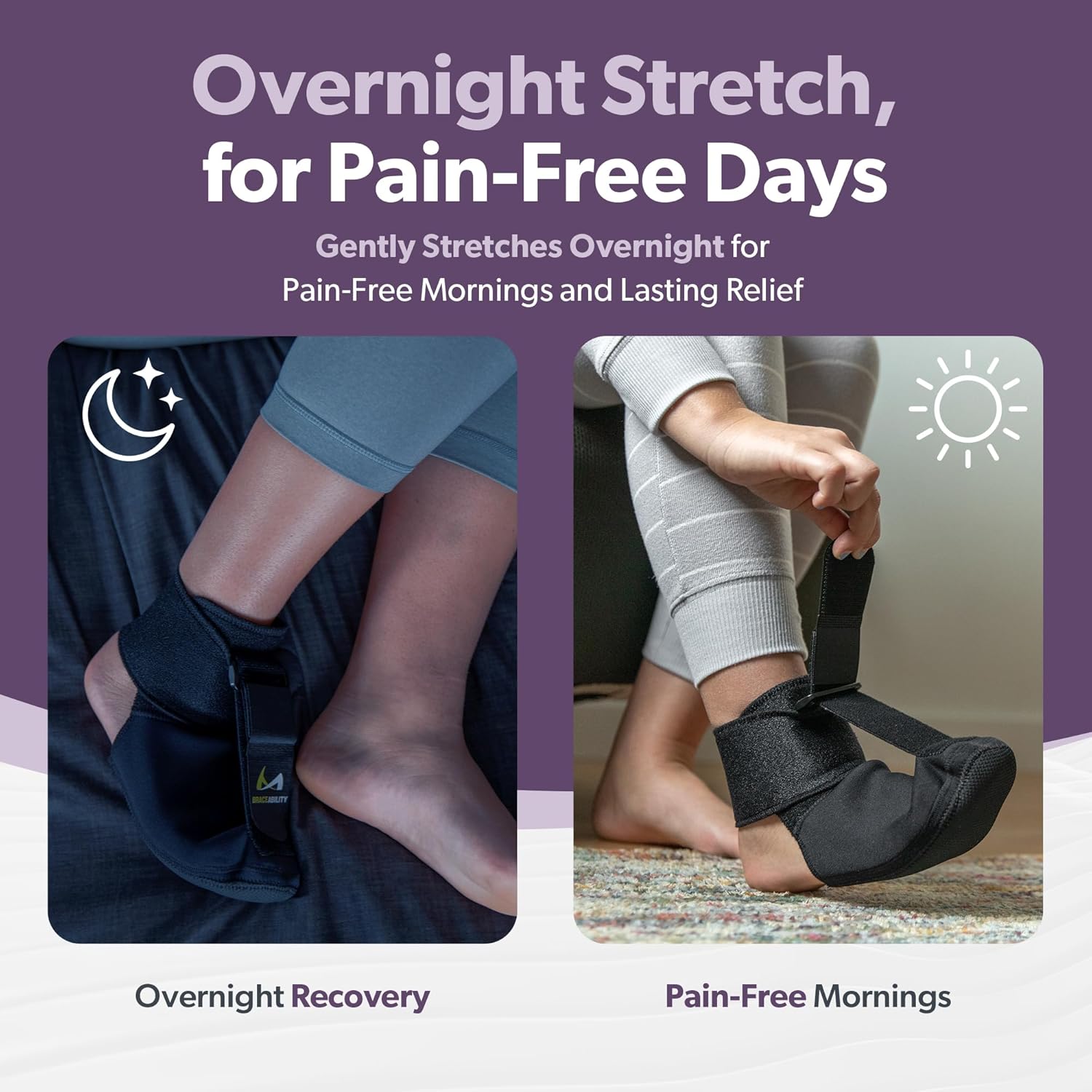 BraceAbility Plantar Fasciitis Night Splint Sock for Sleeping, Heel Pain Relief

