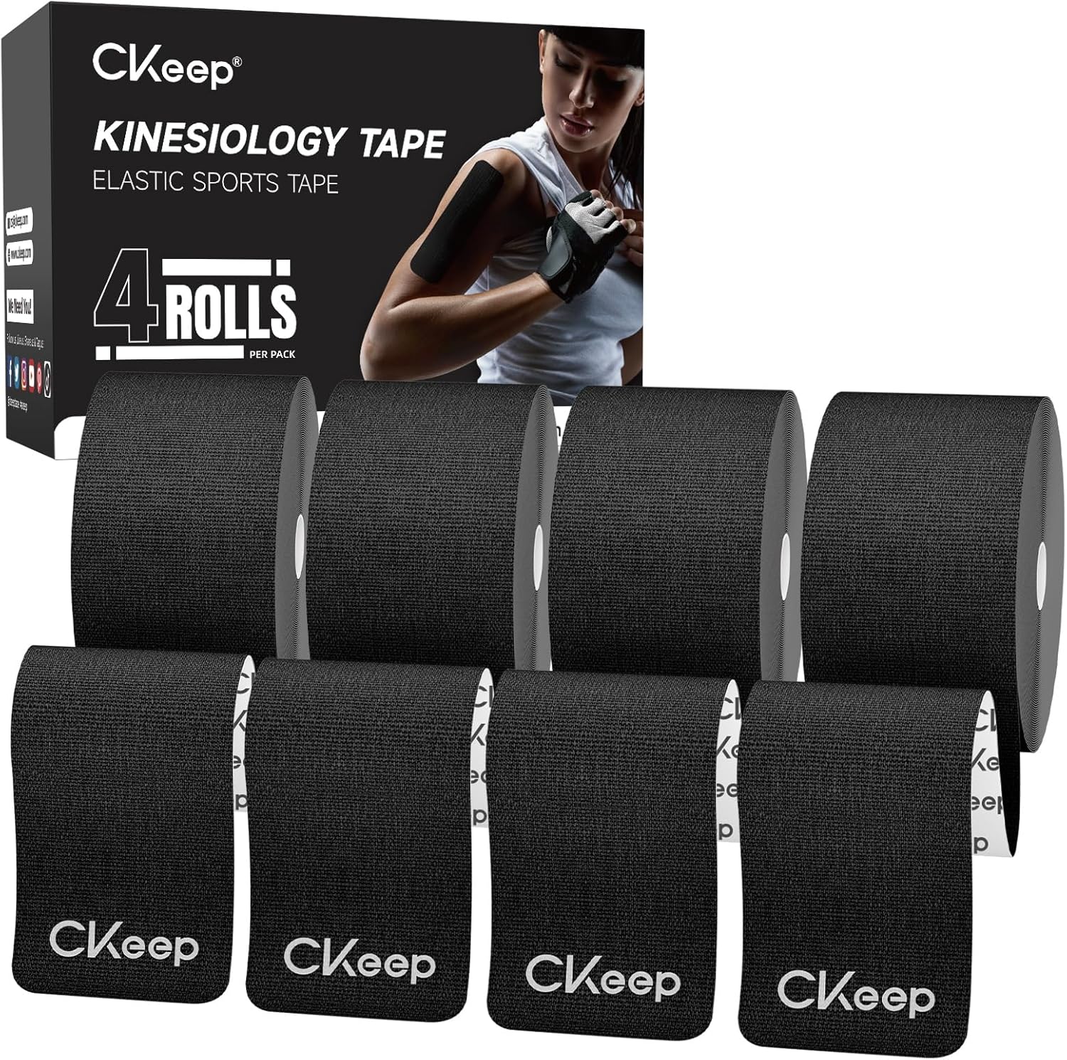 CKeep Kinesiology Tape, Latex-Free Hypoallergenic Elastic Sports Tape

