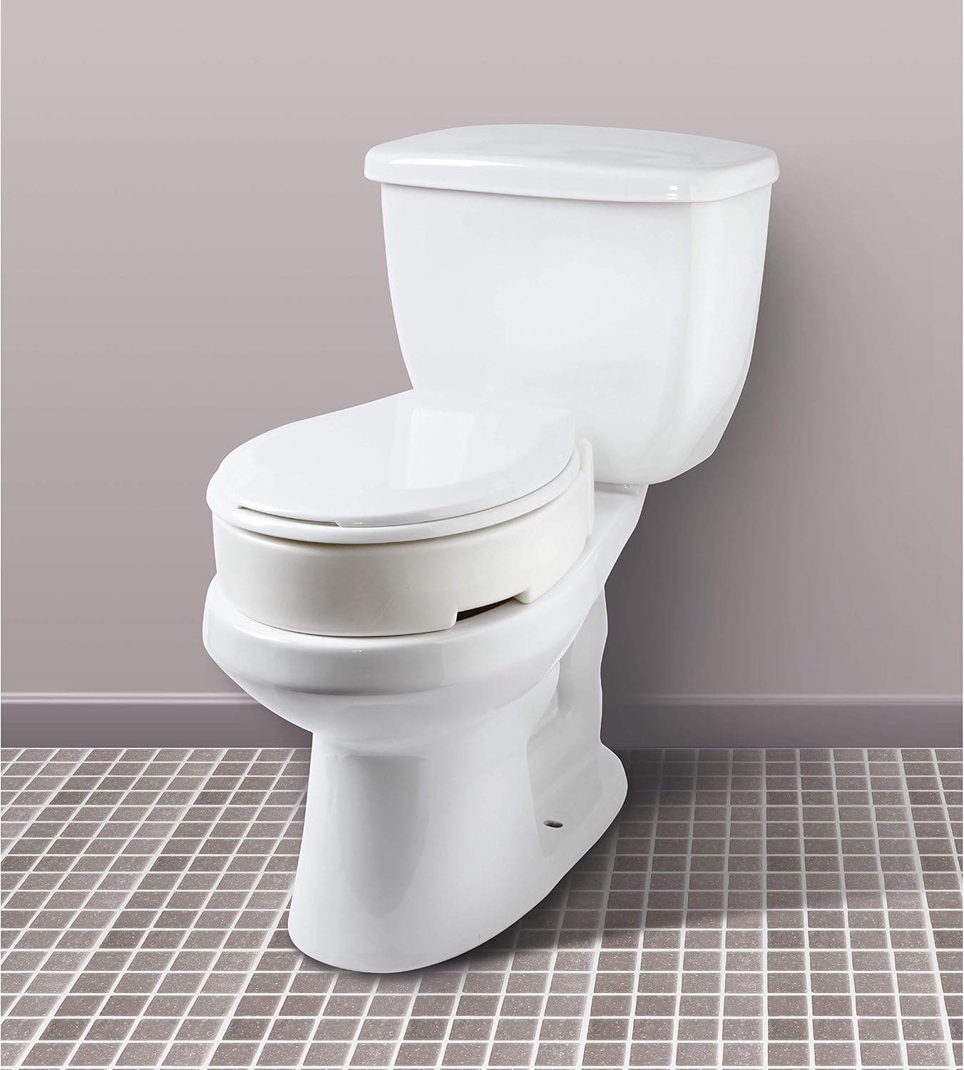 Carex Hinged Toilet Seat Riser, 3.5 in Height, 300 lb Capacity, Slip-Resistant

